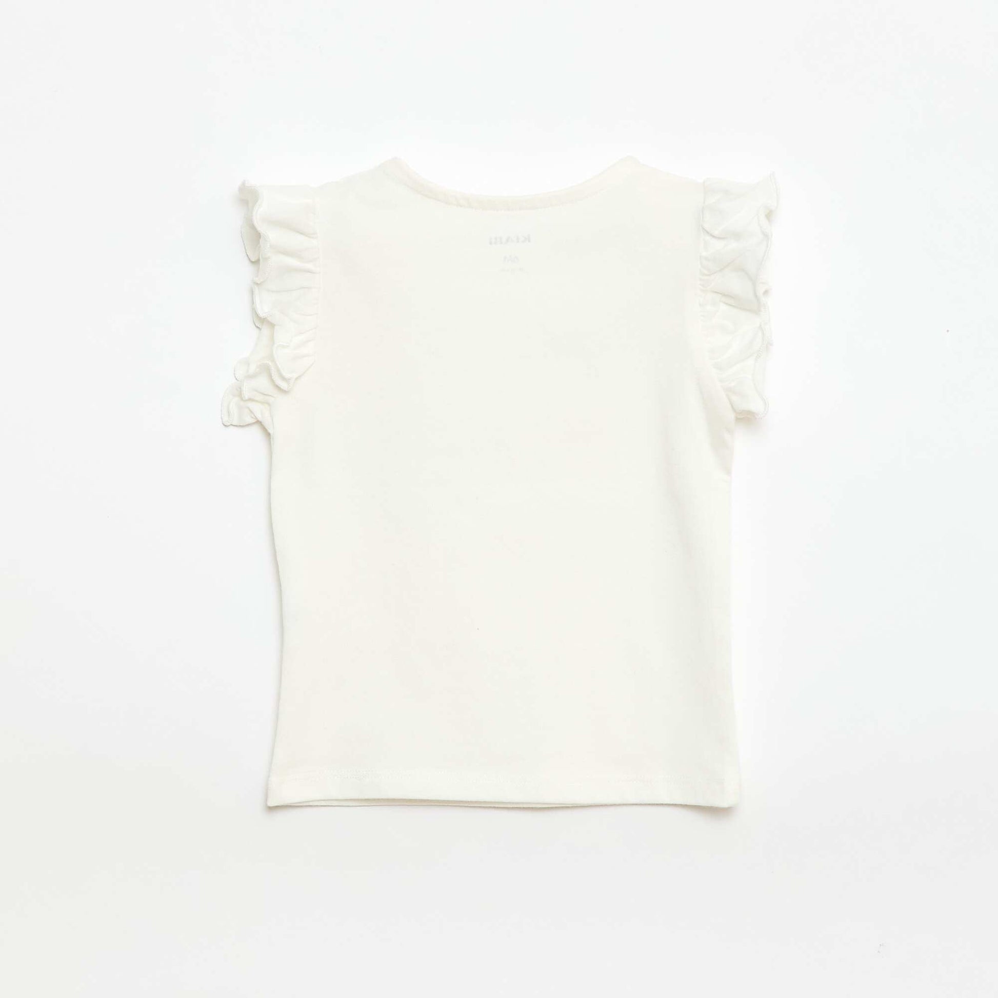T-shirt en jersey manches courtes volantées BLANC