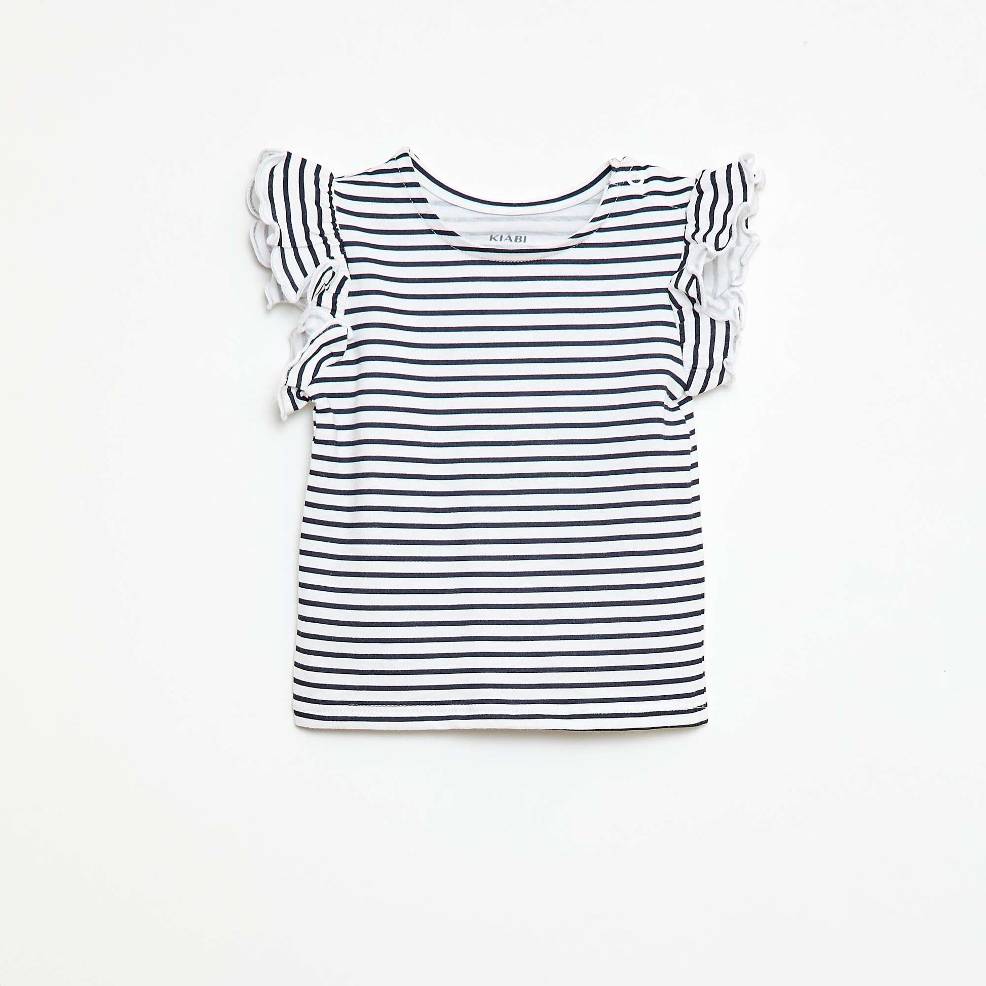 T-shirt en jersey manches courtes volantées BLANC