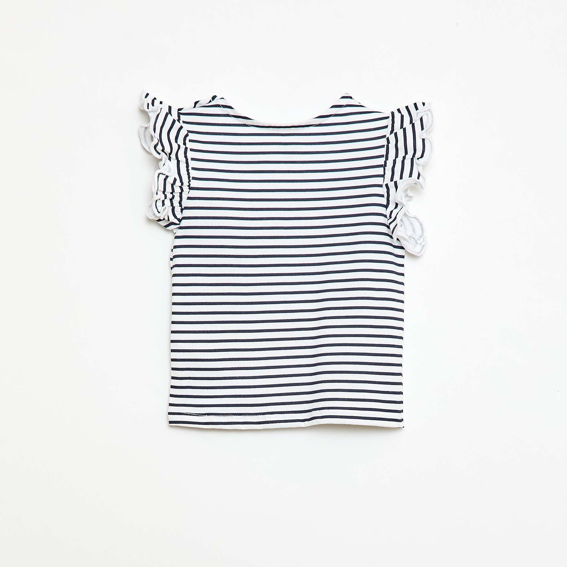 T-shirt en jersey manches courtes volantées BLANC