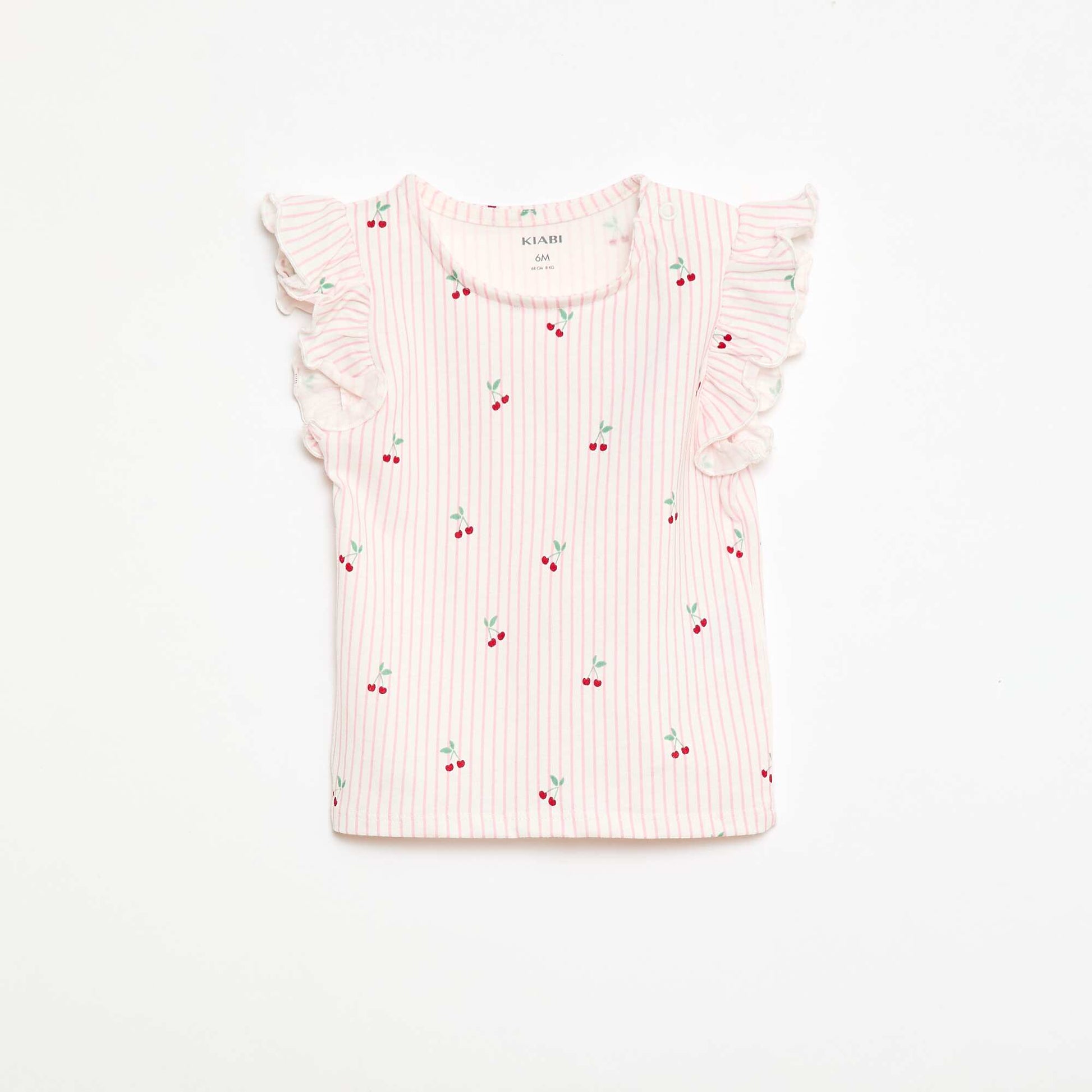 T-shirt en jersey manches courtes volantées ROSE