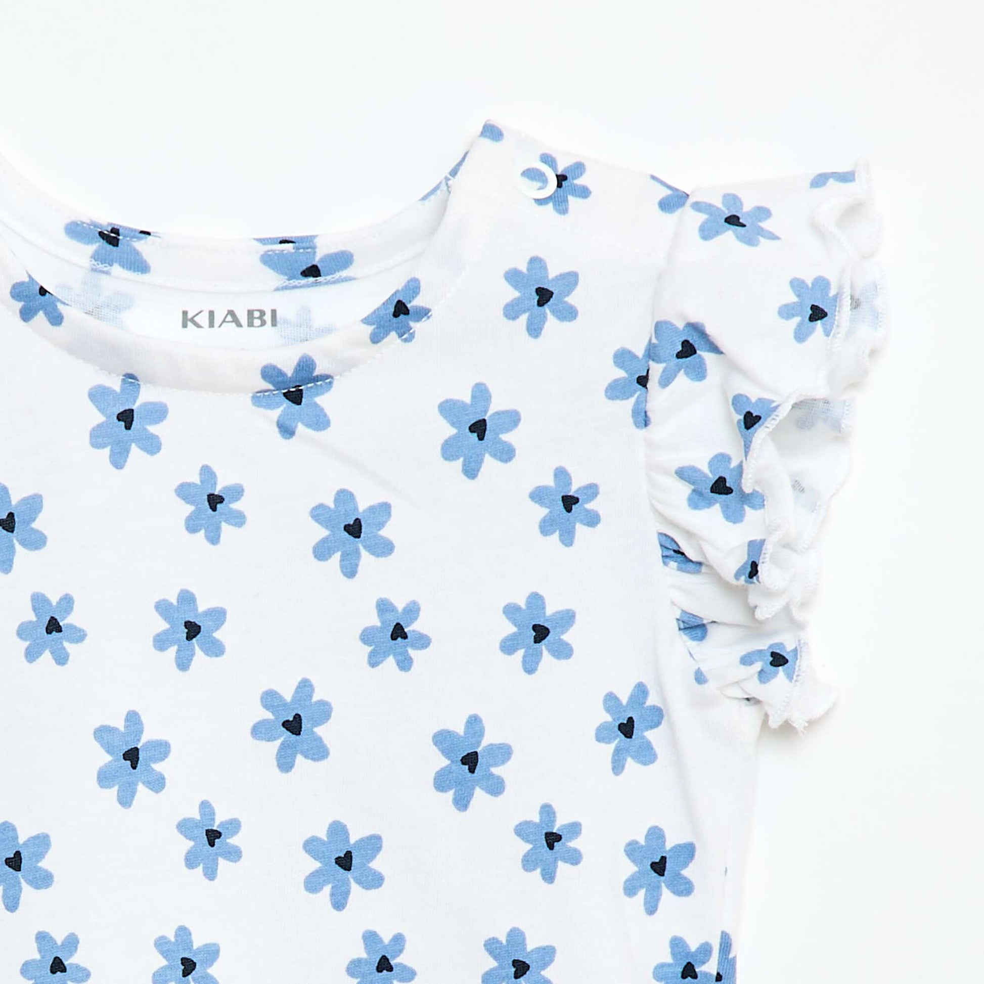 T-shirt en jersey manches courtes volantées BLANC