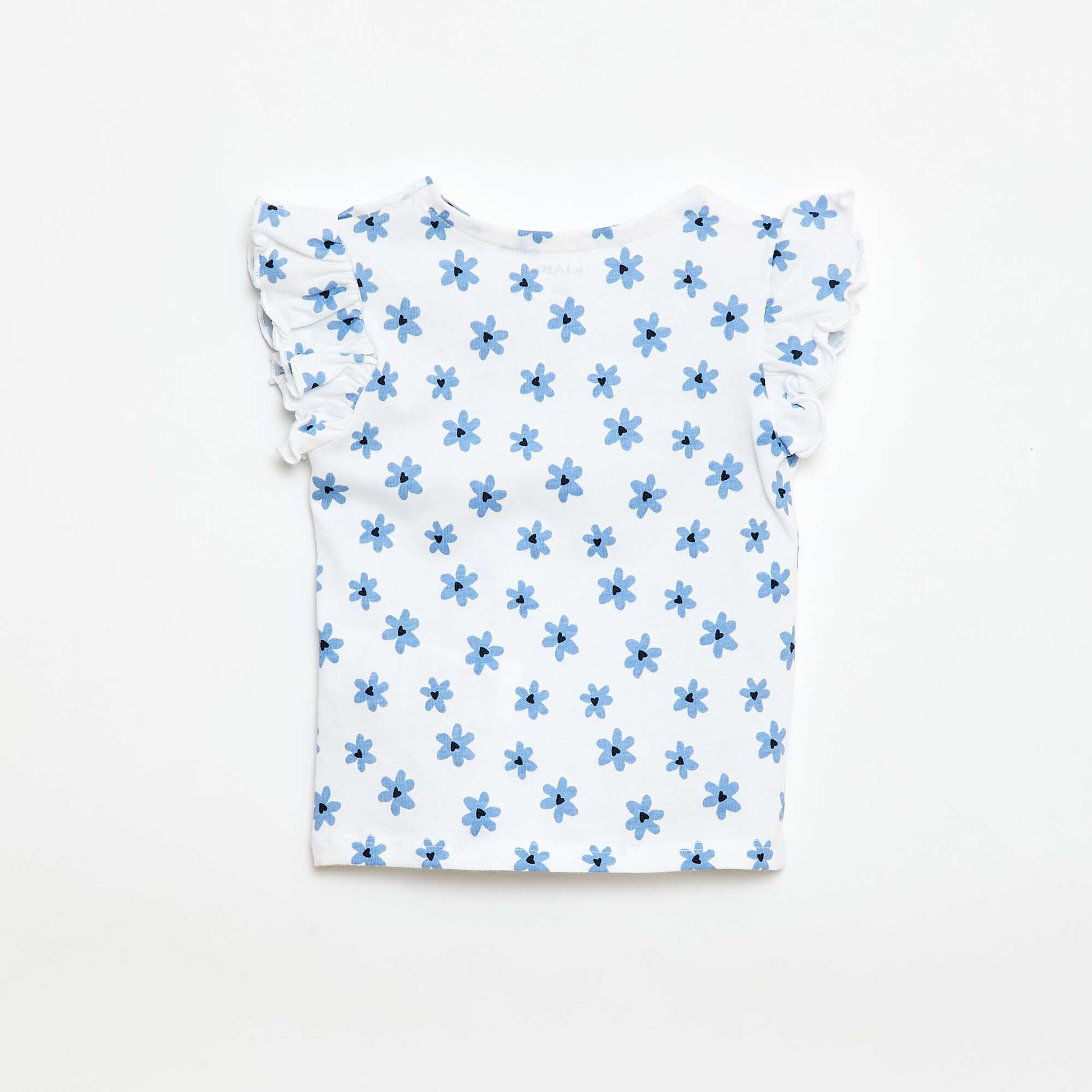T-shirt en jersey manches courtes volantées BLANC