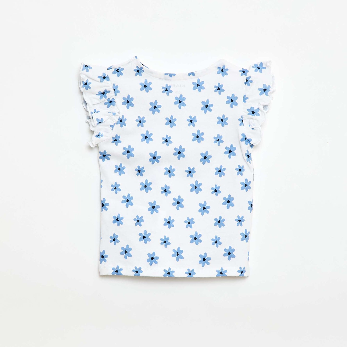 T-shirt en jersey manches courtes volantées BLANC