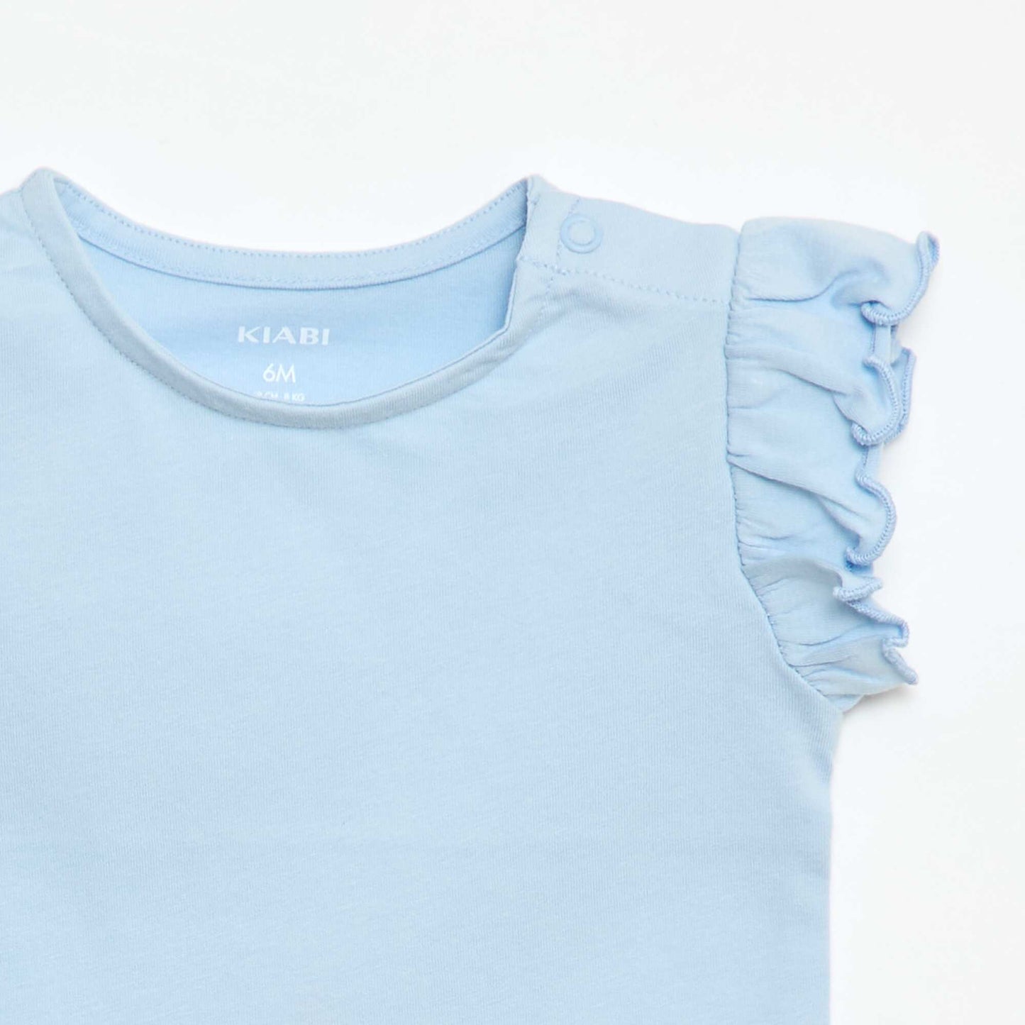 T-shirt en jersey manches courtes volantées BLEU
