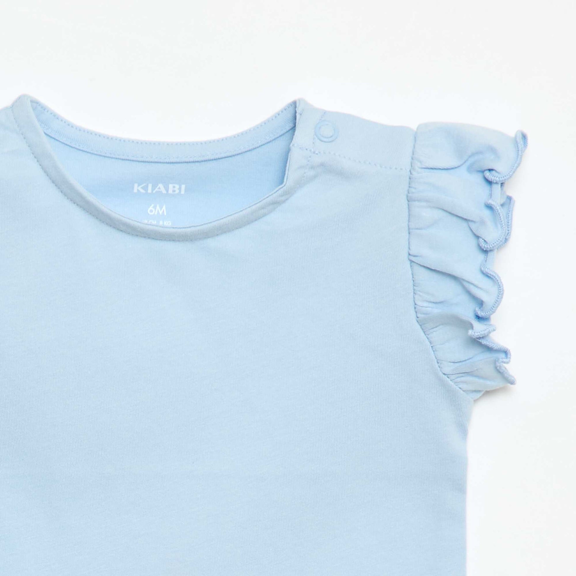 T-shirt en jersey manches courtes volantées BLEU