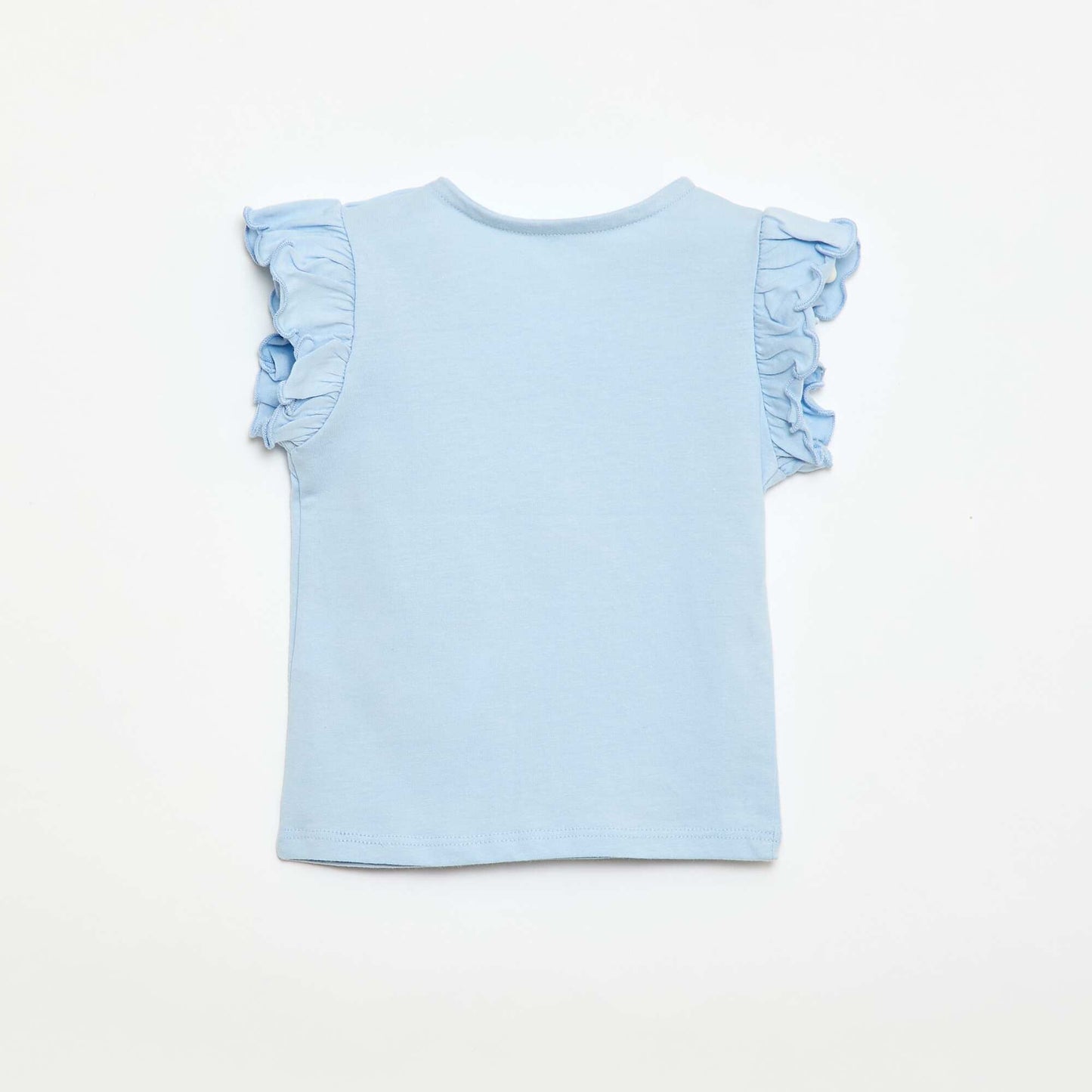 T-shirt en jersey manches courtes volantées BLEU