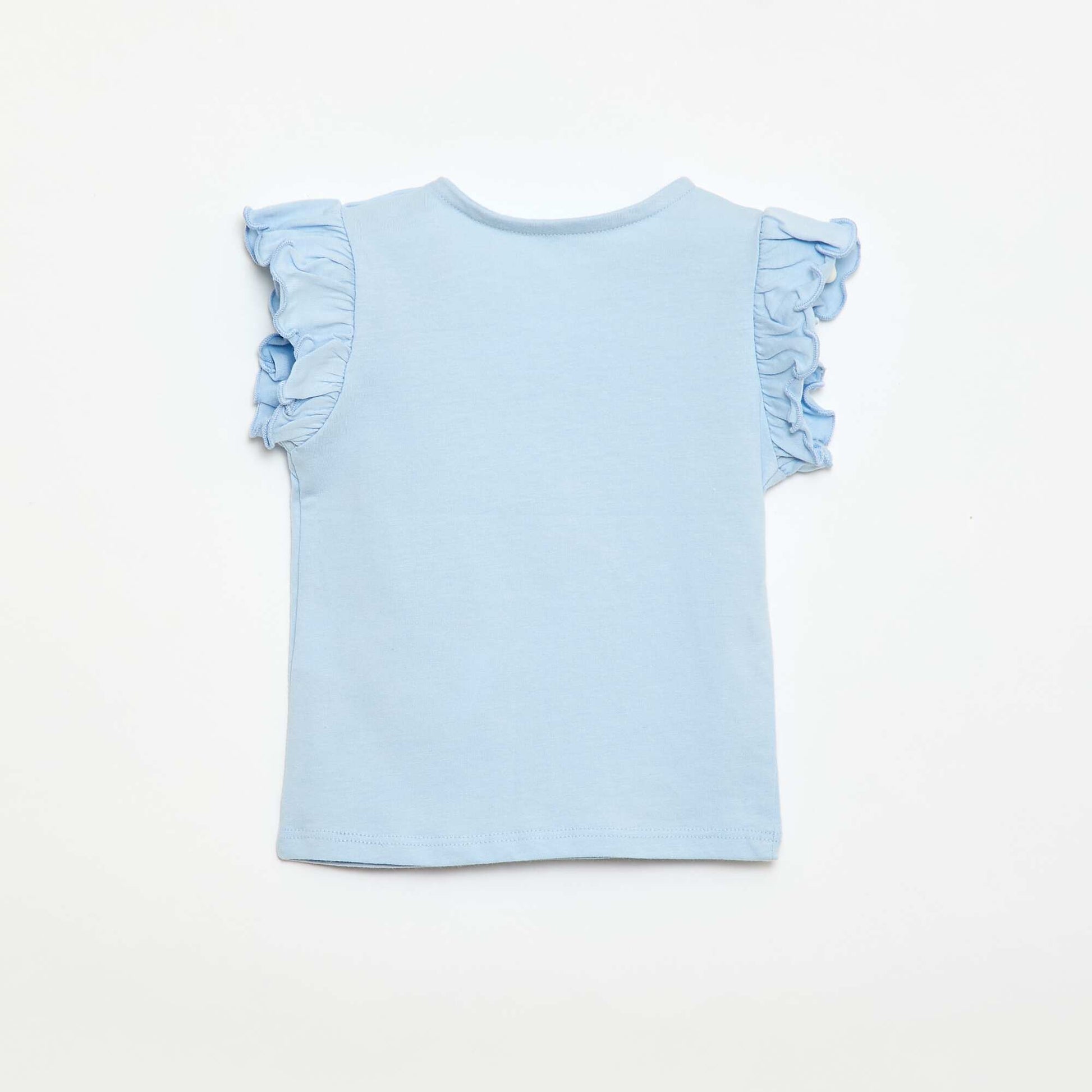 T-shirt en jersey manches courtes volantées BLEU