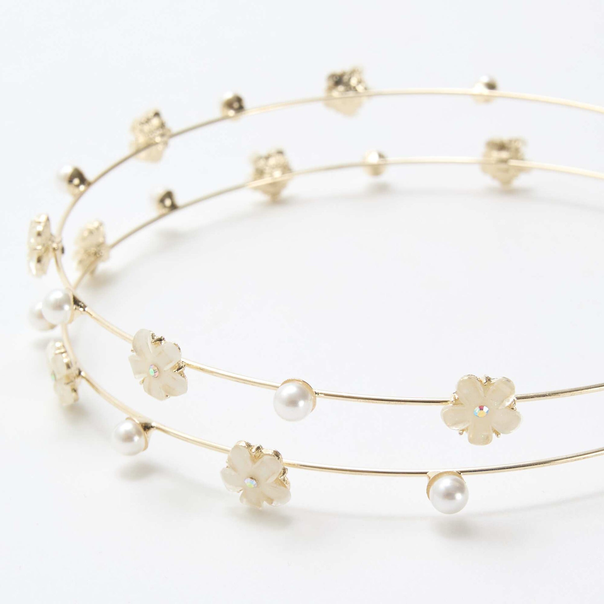 Serre tête double rang à fleurs BEIGE