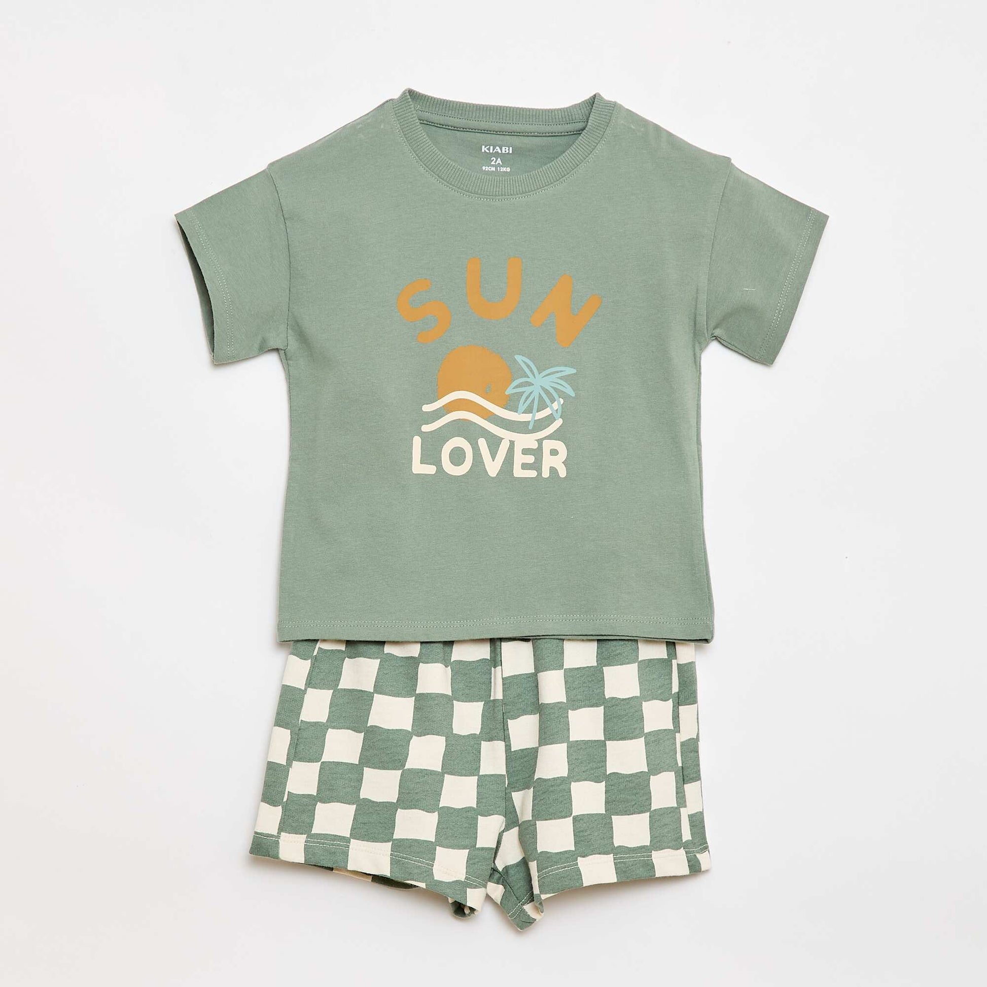 Ensemble 2 pièces en coton T-shirt + short VERT