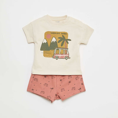 Ensemble 2 pièces en coton  T-shirt + short BEIGE
