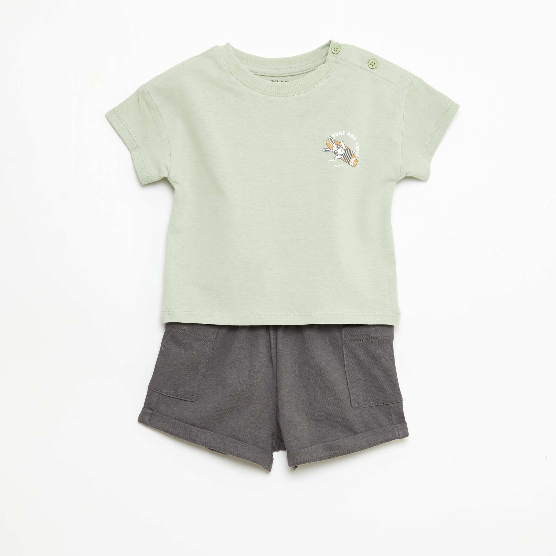 Ensemble 2 pièces short + T-shirt KAKI