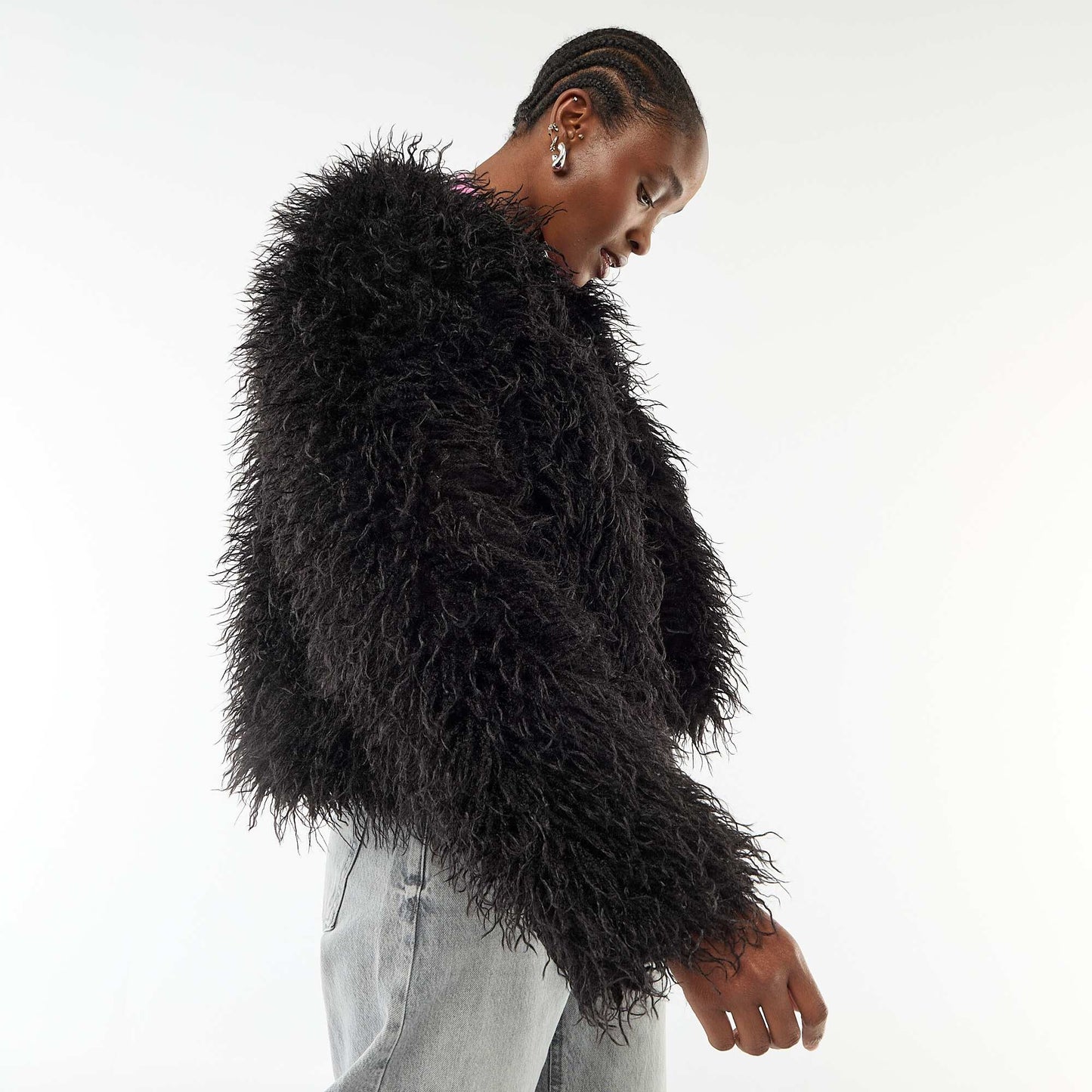 Veste en fausse fourrure NOIR