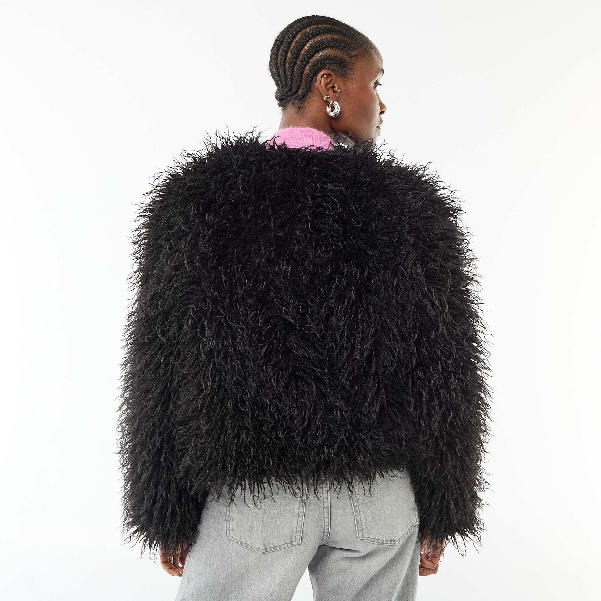 Veste en fausse fourrure NOIR