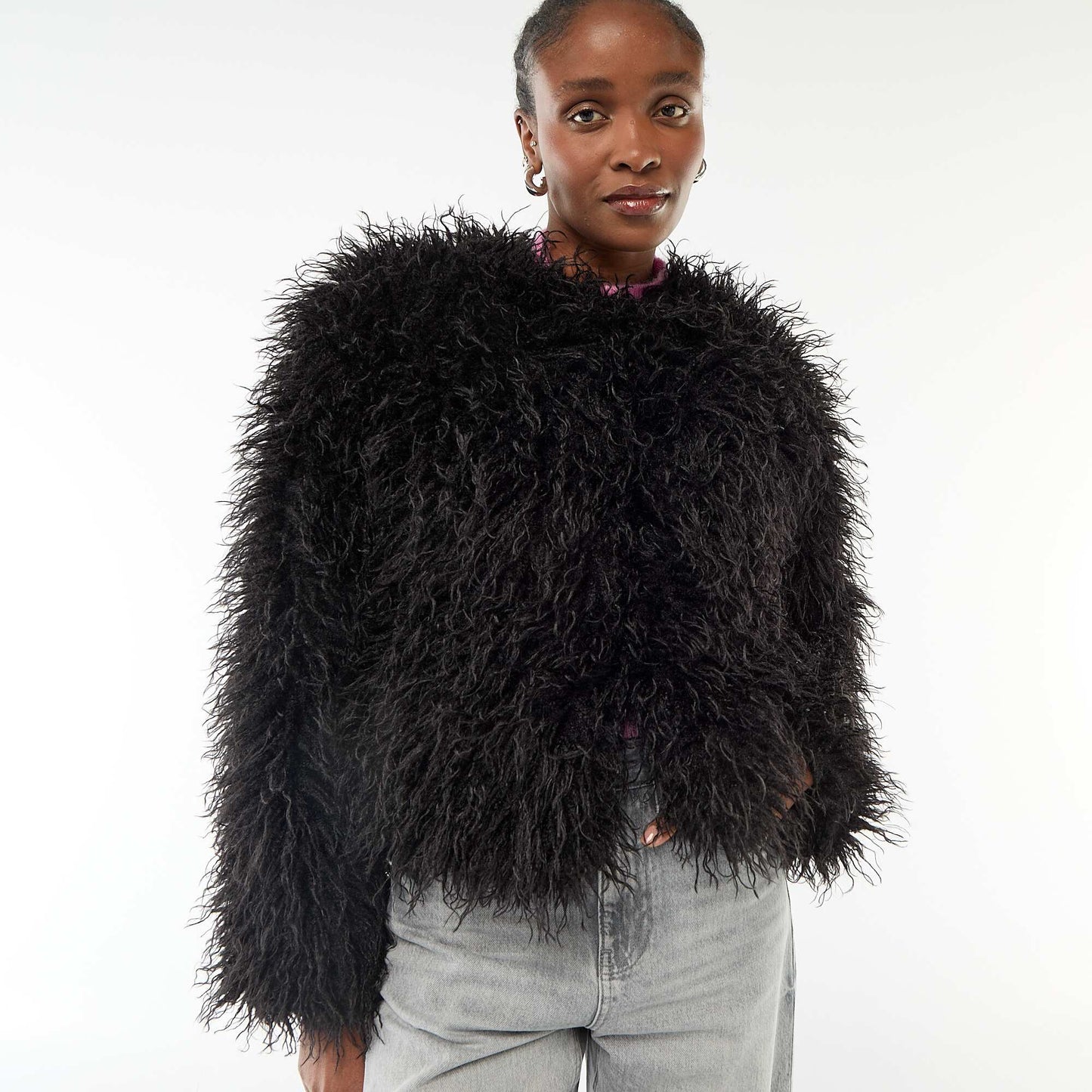 Veste en fausse fourrure NOIR