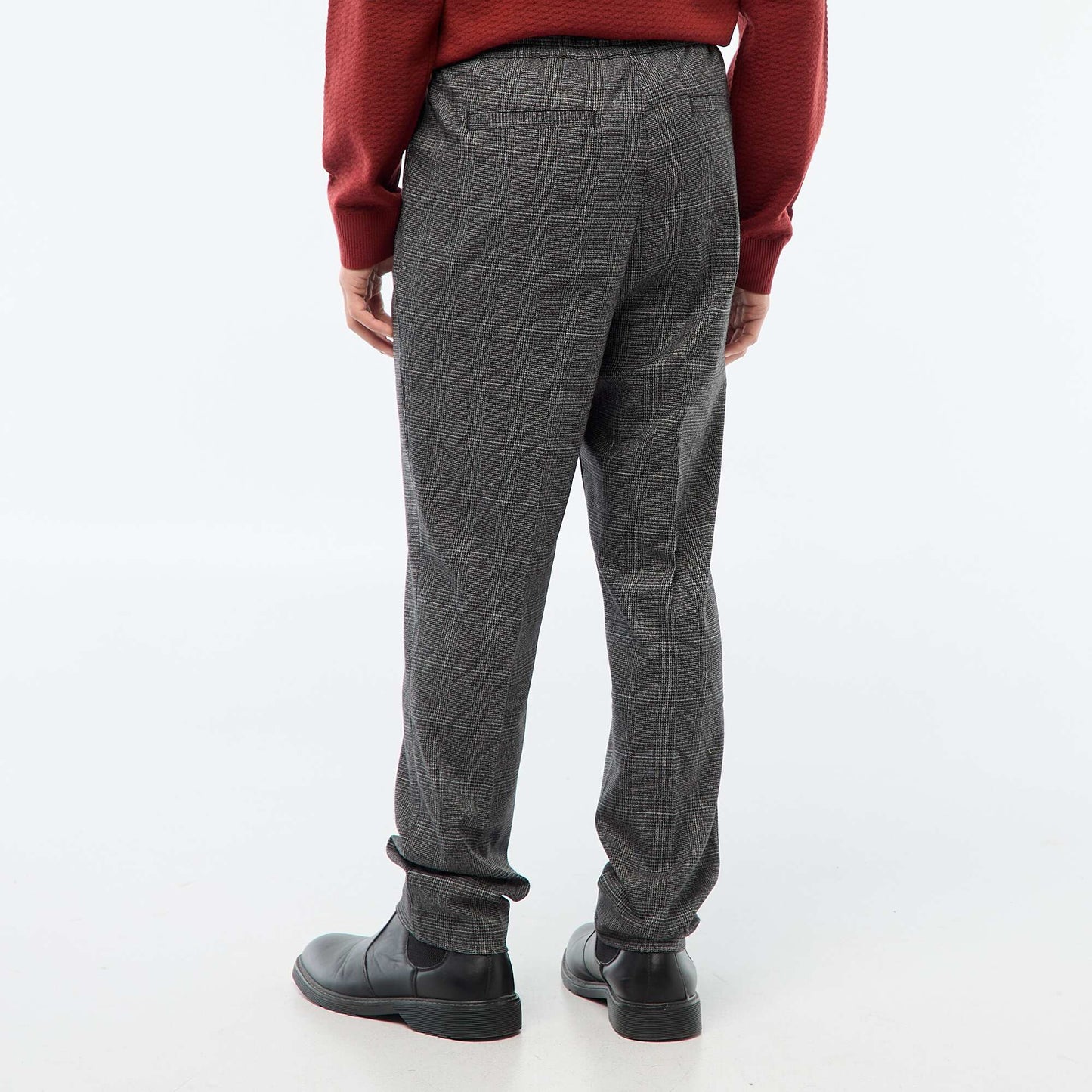 Pantalon esprit 'jogger' à carreaux NOIR