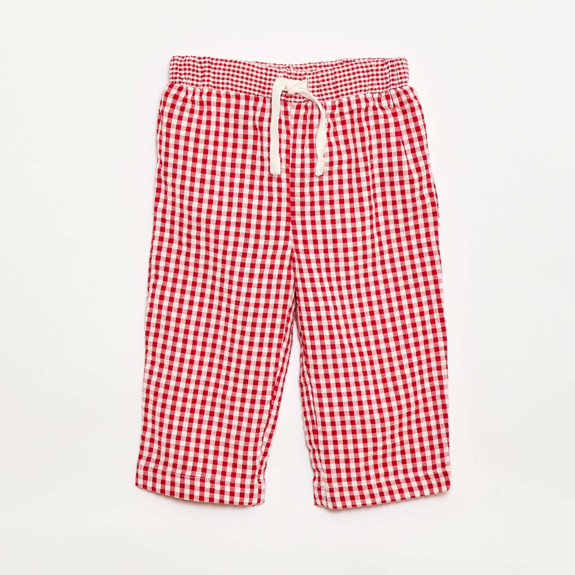 Pantalon vichy en seersucker ROUGE