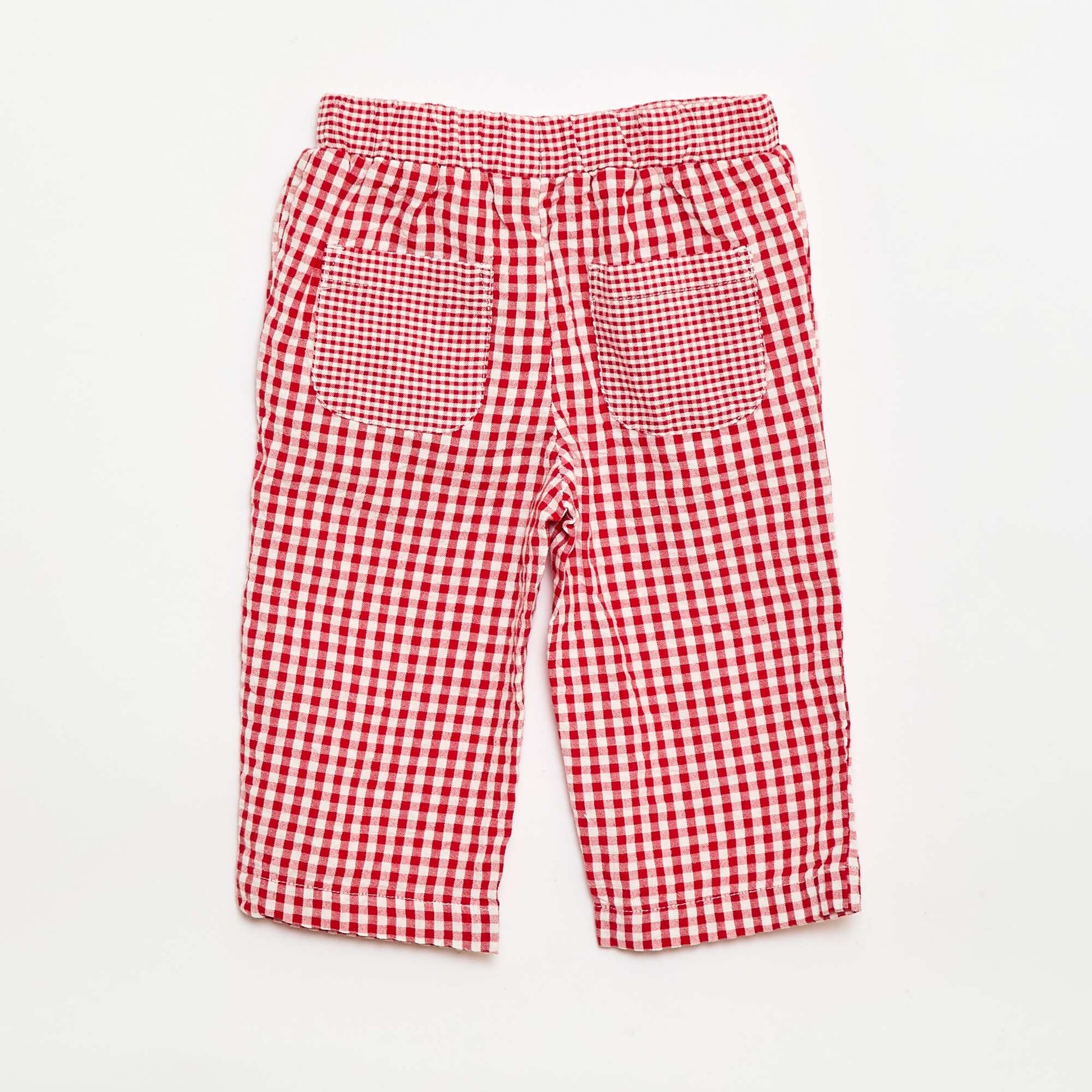 Pantalon vichy en seersucker ROUGE