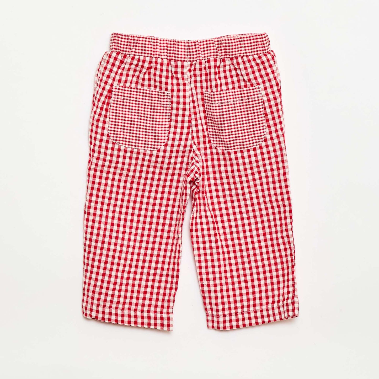 Pantalon vichy en seersucker ROUGE