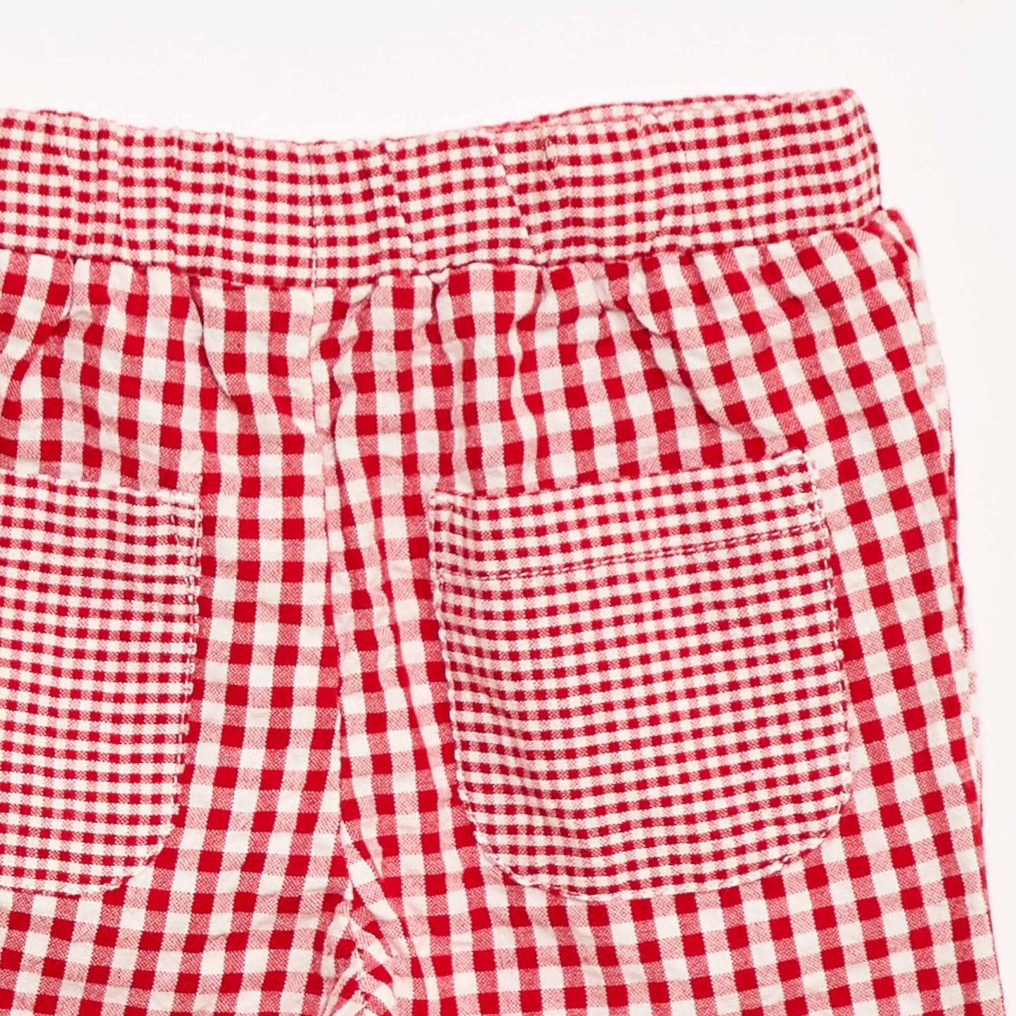 Pantalon vichy en seersucker ROUGE