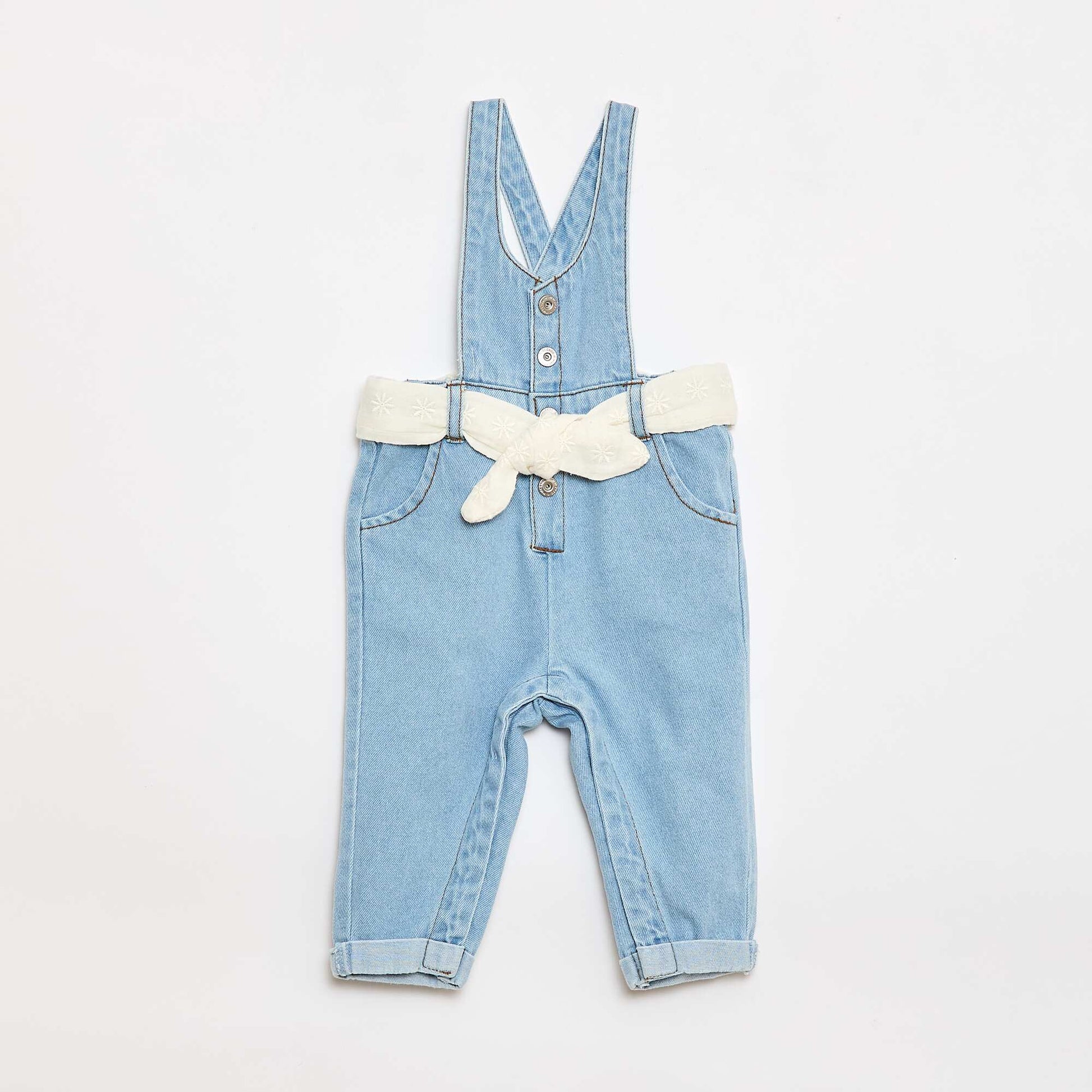 Salopette longue en jean BLANC