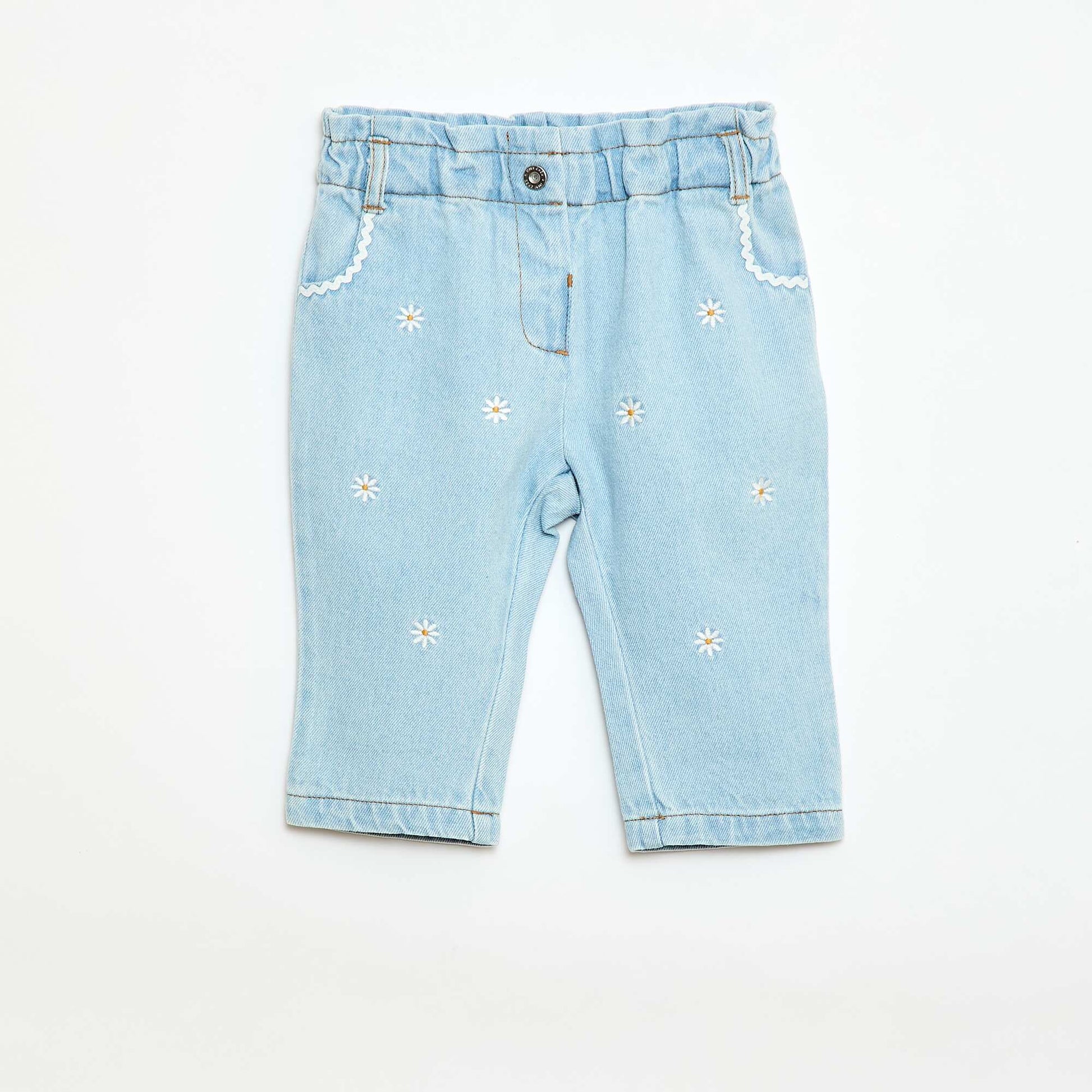 Pantalon en denim forme paperbag BLEU