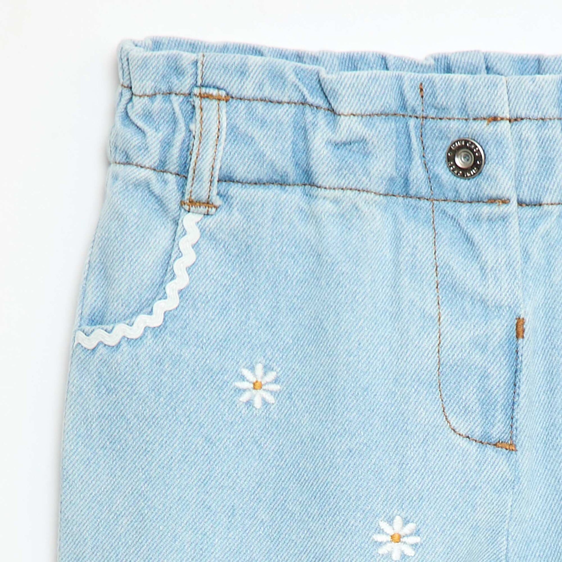 Pantalon en denim forme paperbag BLEU
