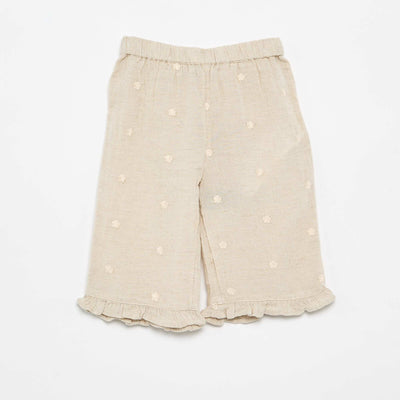 Pantalon avec broderies fleurs BEIGE