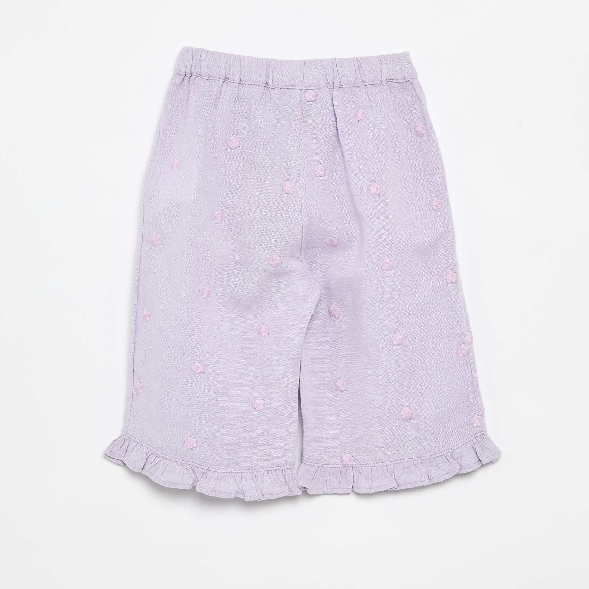 Pantalon avec broderies fleurs VIOLET