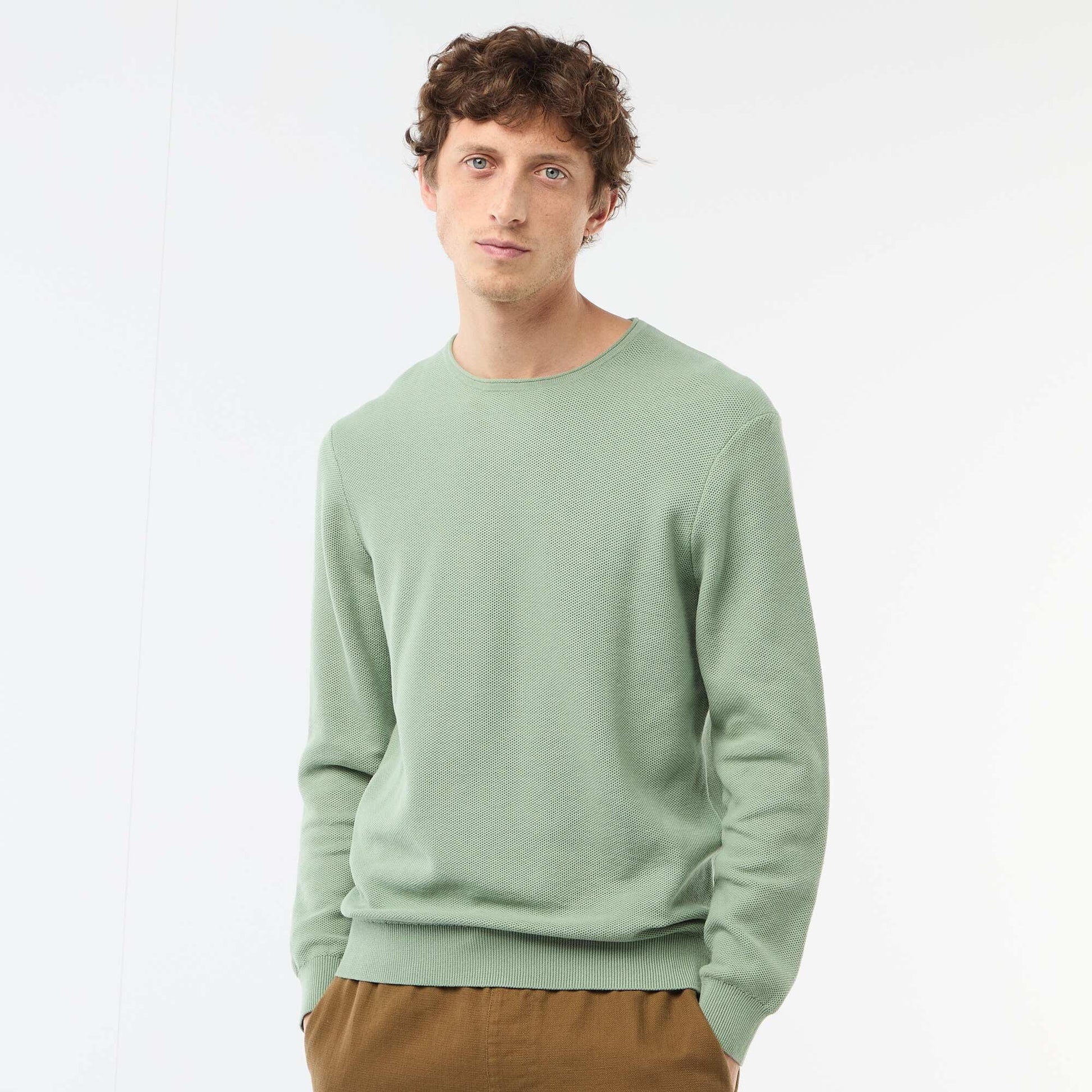 Pull en maille nid d'abeille VERT