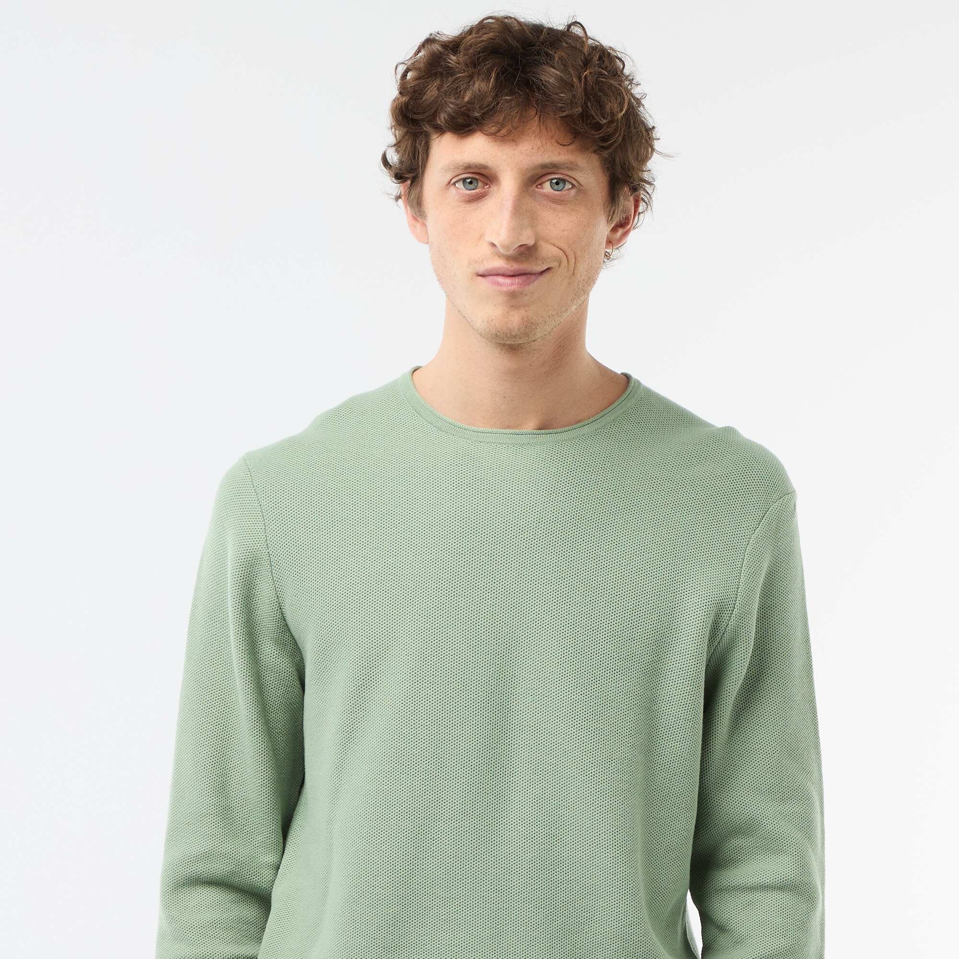 Pull en maille nid d'abeille VERT