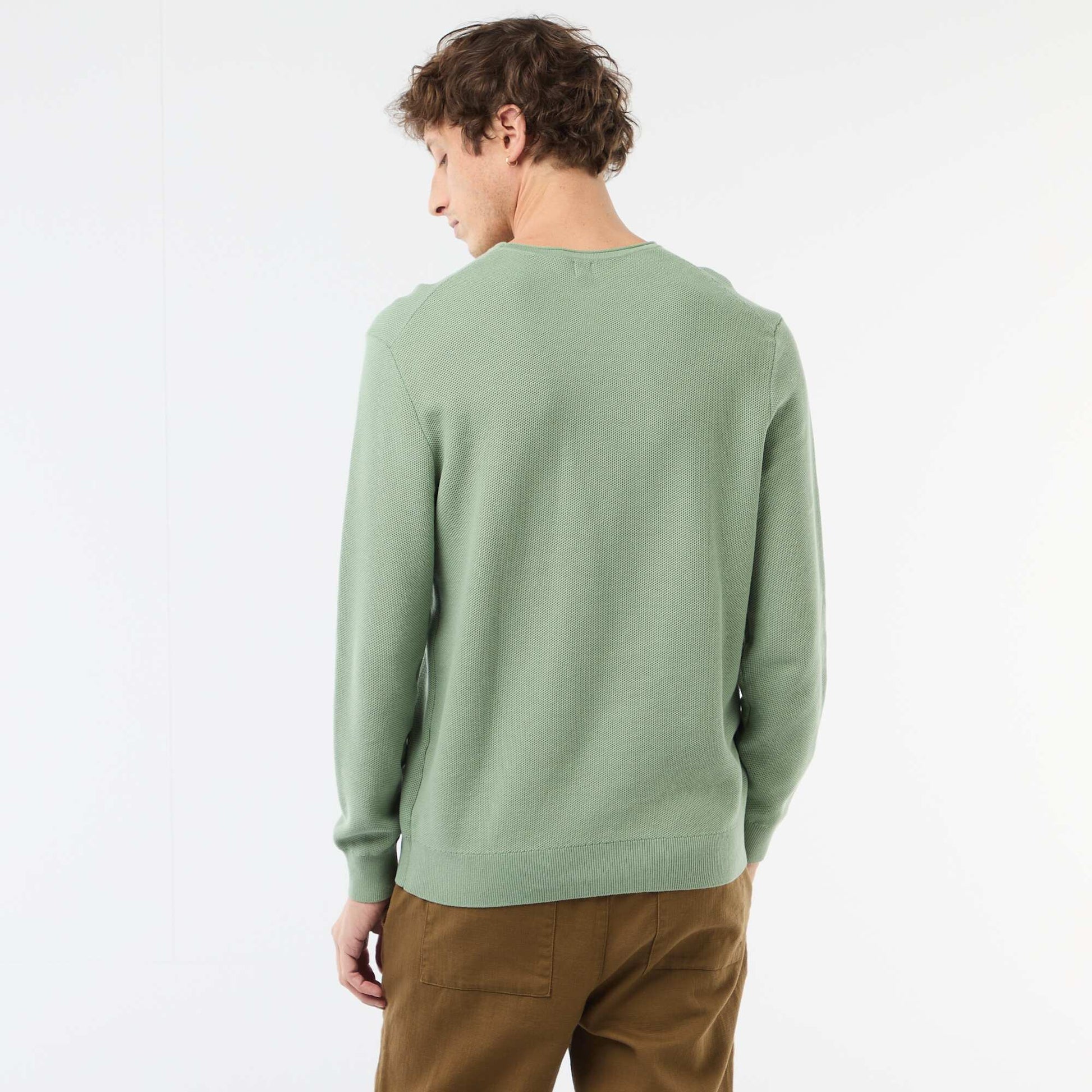 Pull en maille nid d'abeille VERT