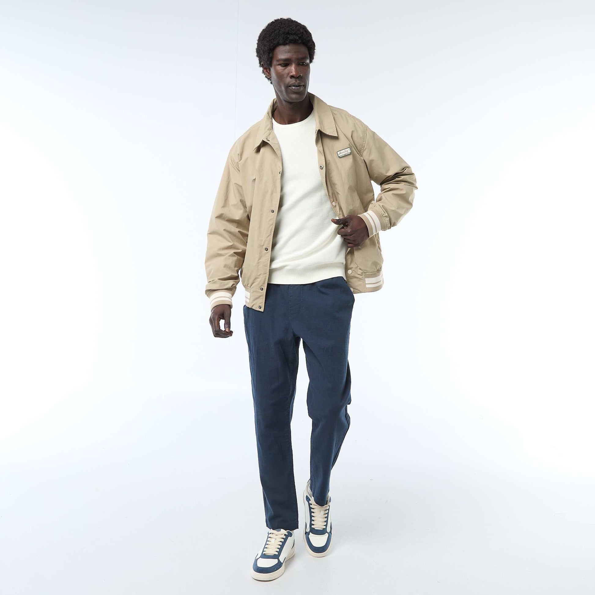 Pull en maille nid d'abeille BLANC