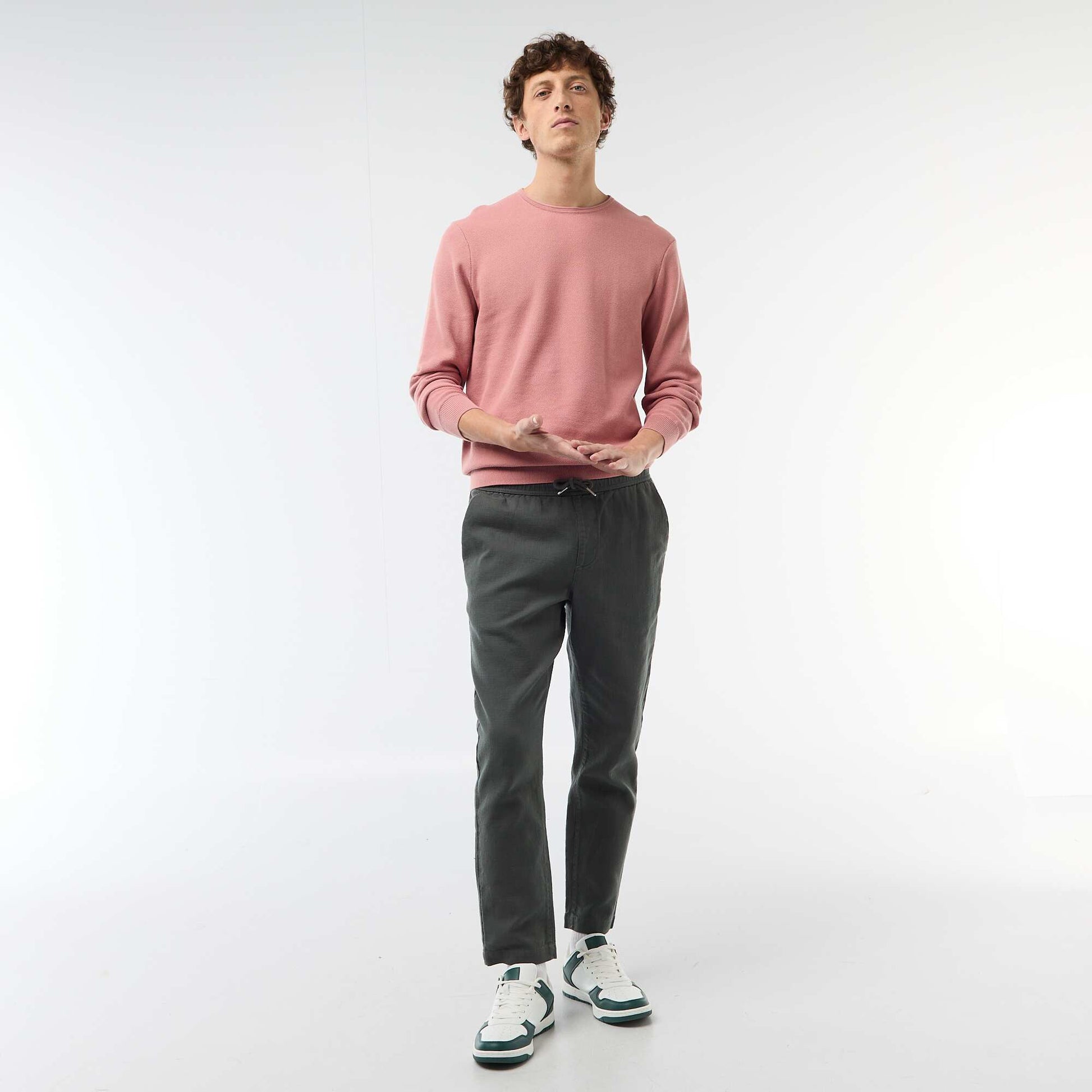 Pull en maille nid d'abeille ROSE