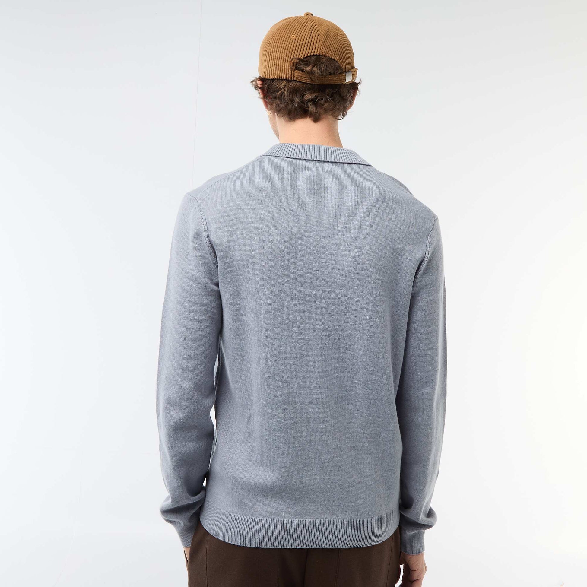 Pull col polo en maille BLEU