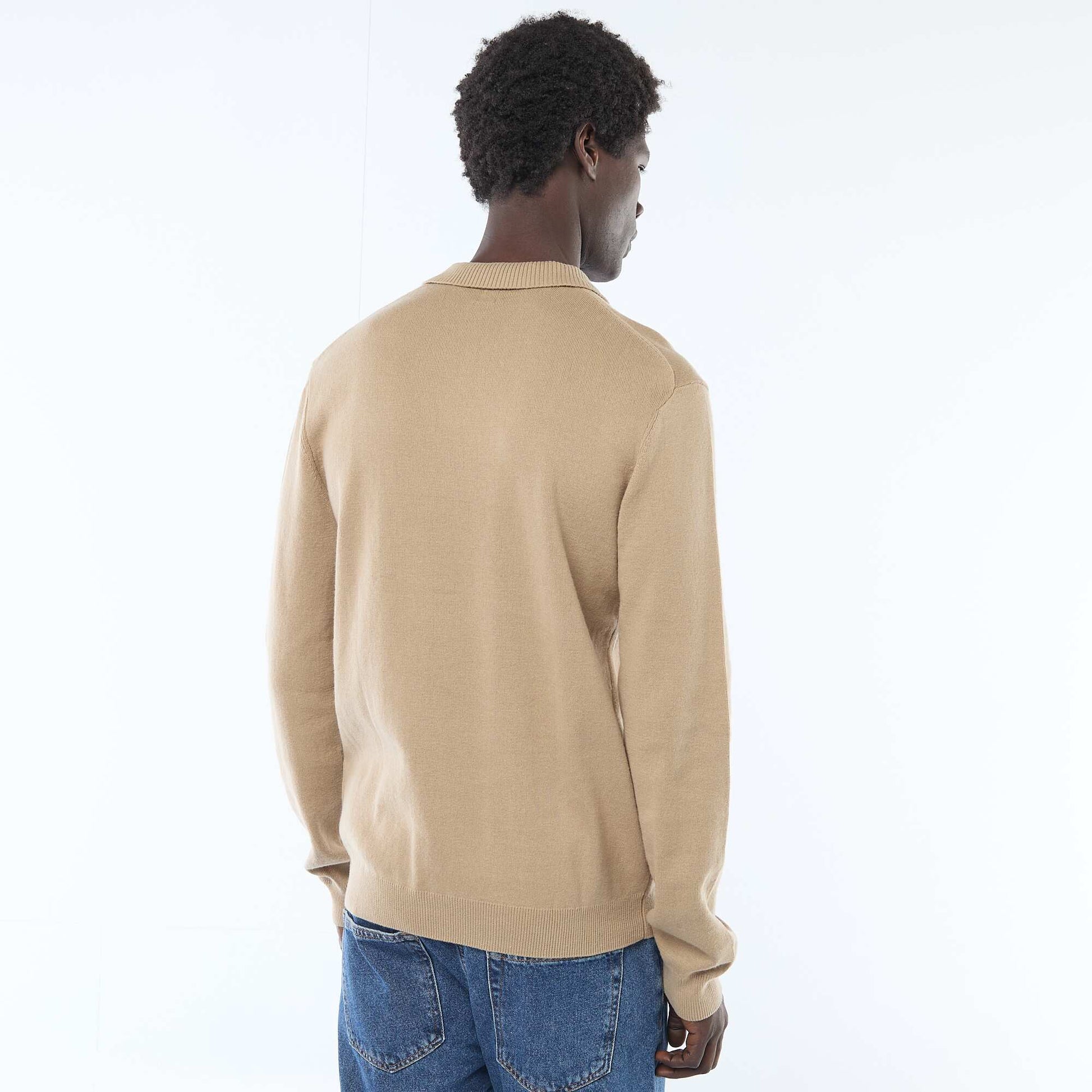 Pull col polo en maille BEIGE