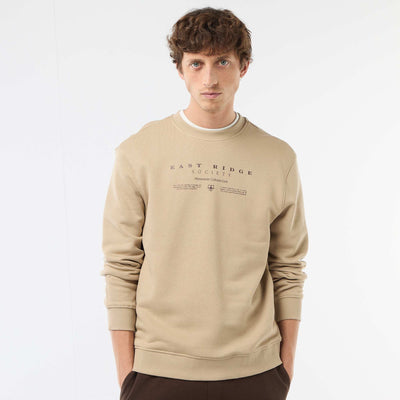 Sweat en molleton léger imprimé recto/verso BEIGE