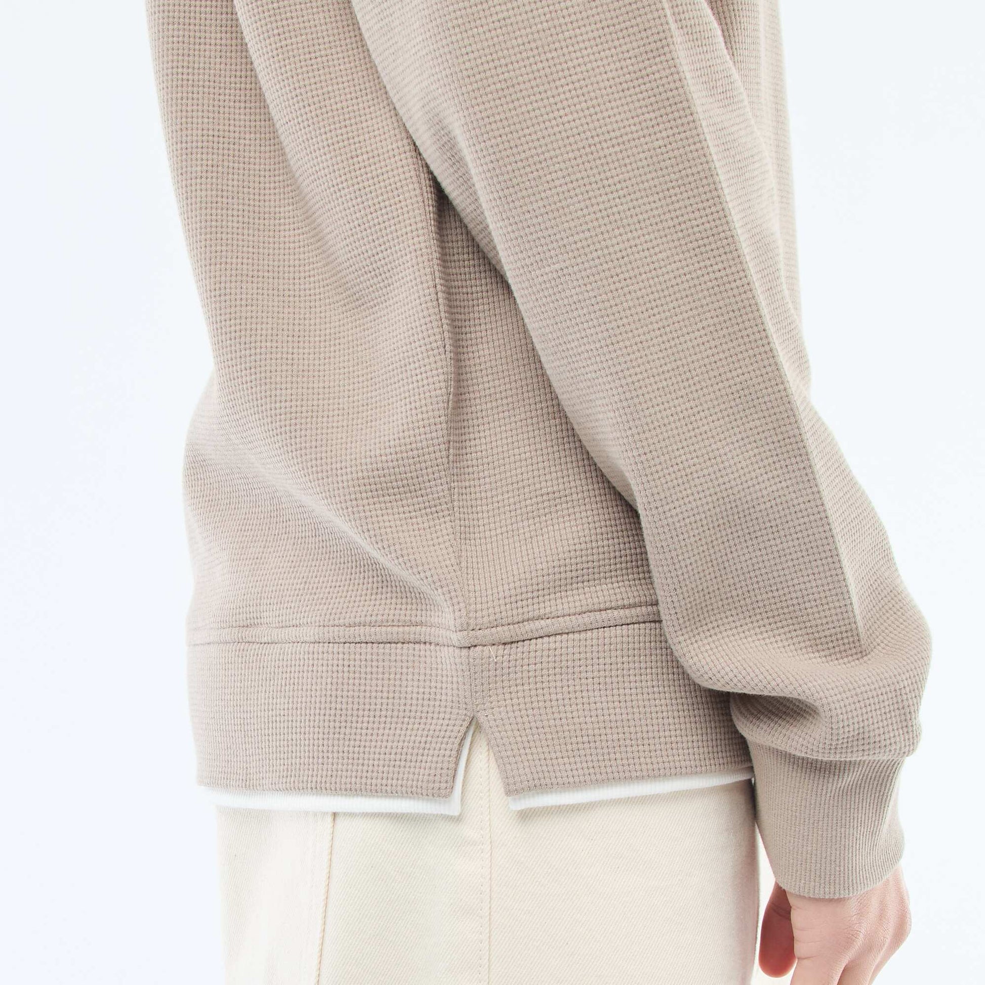 Pull col rond nid d'abeille BEIGE