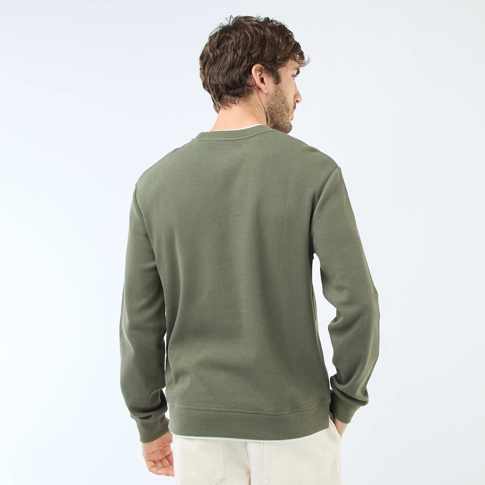 Pull col rond nid d'abeille VERT