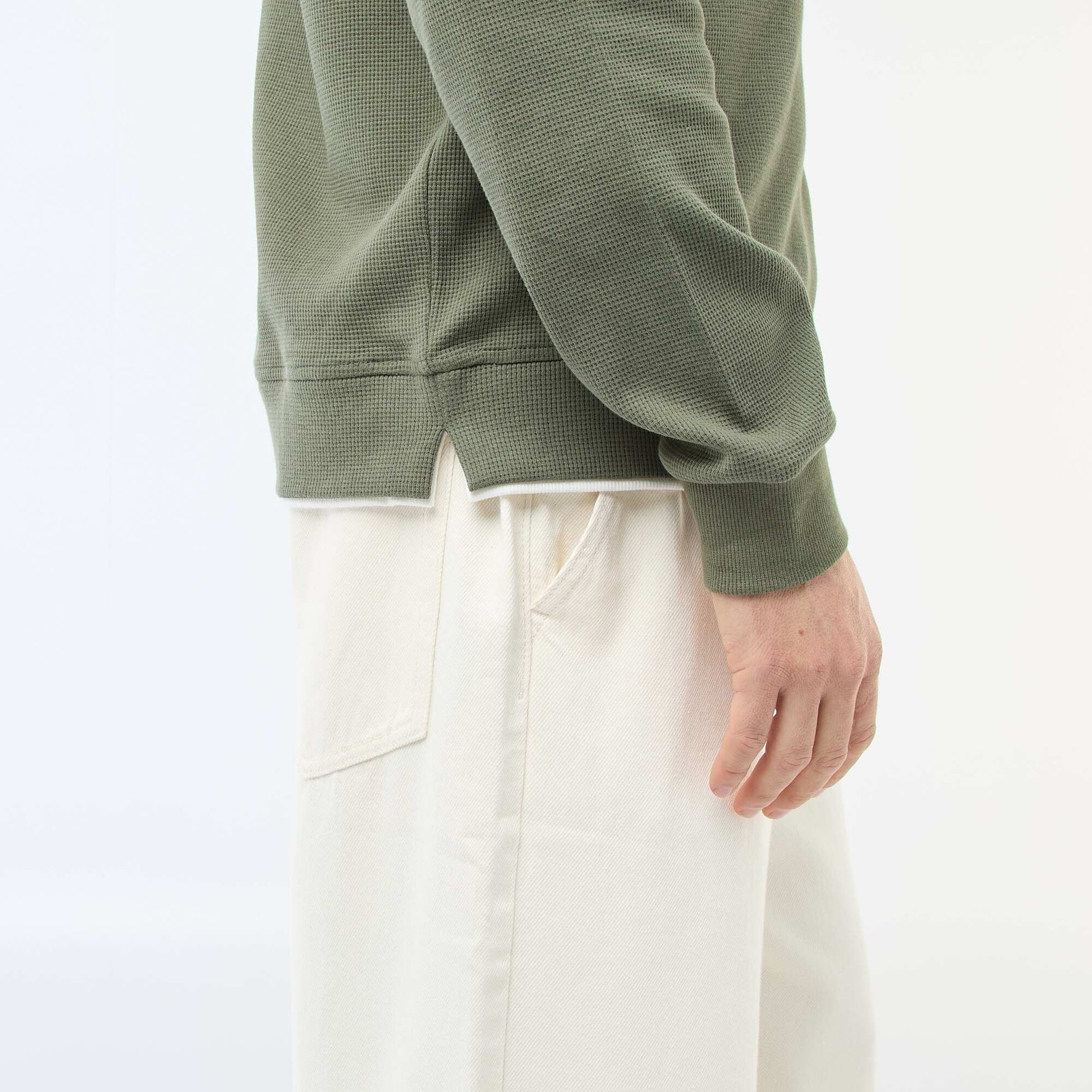 Pull col rond nid d'abeille VERT