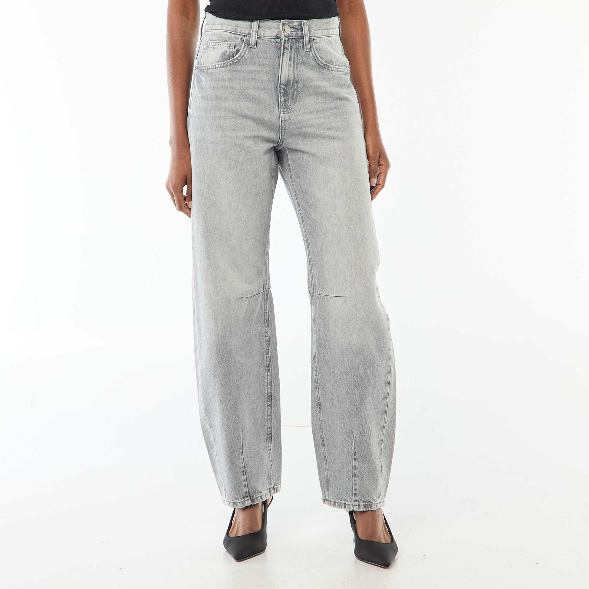 Pantalon denim balloon en coton GRIS