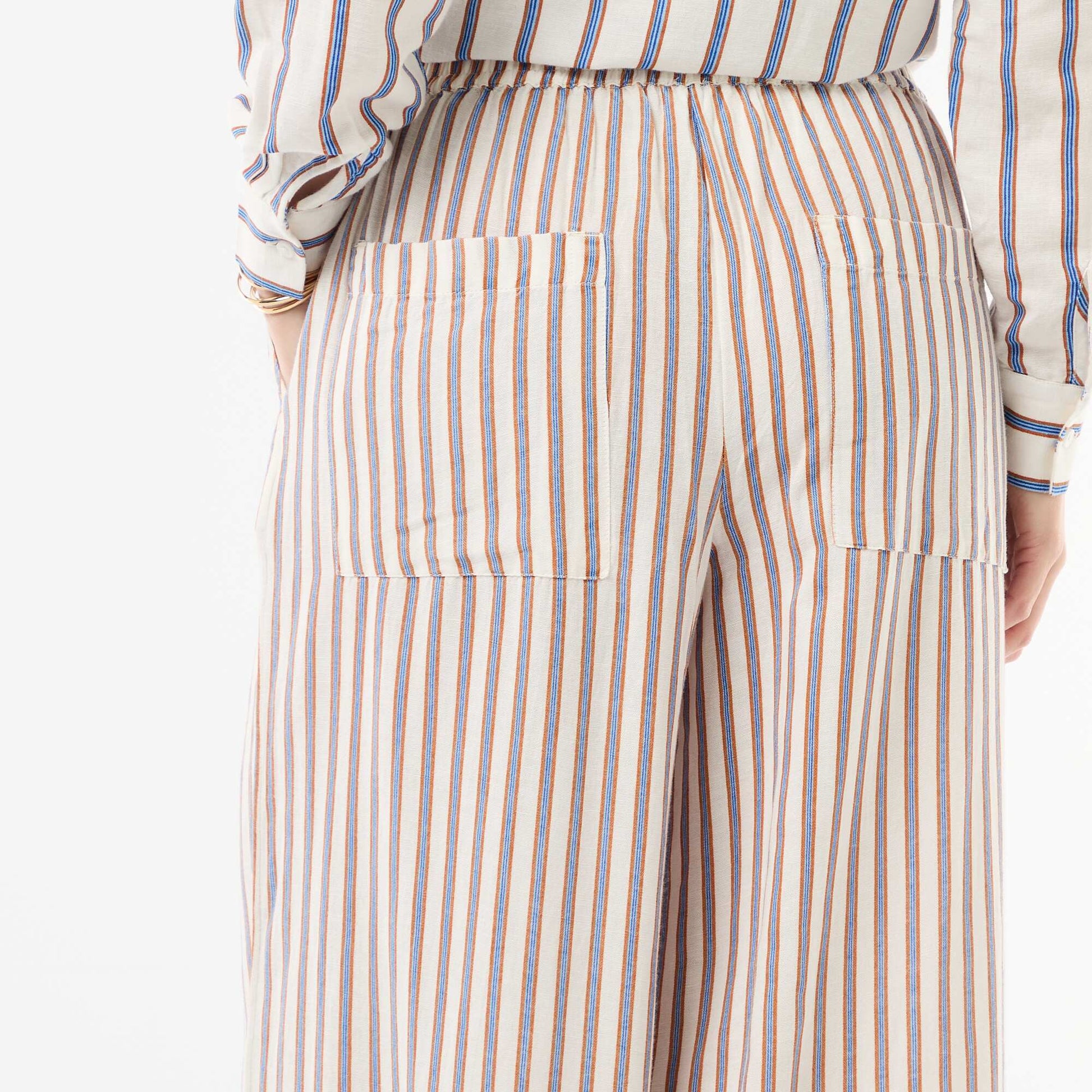 Pantalon palazzo en lin mélangé BEIGE