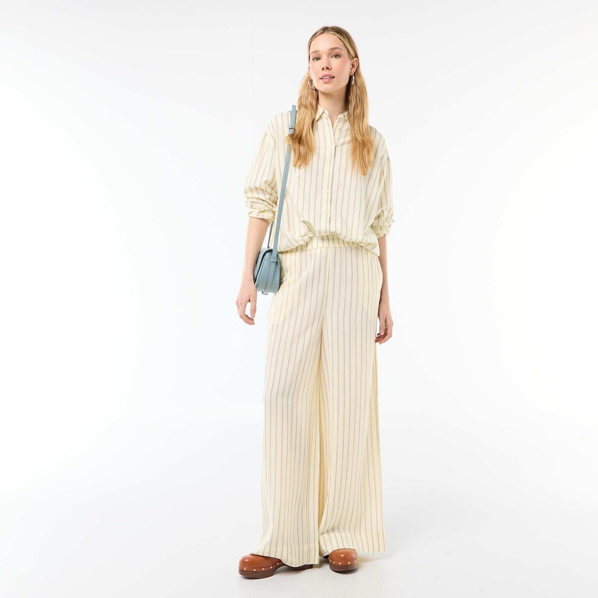 Pantalon palazzo en lin mélangé JAUNE