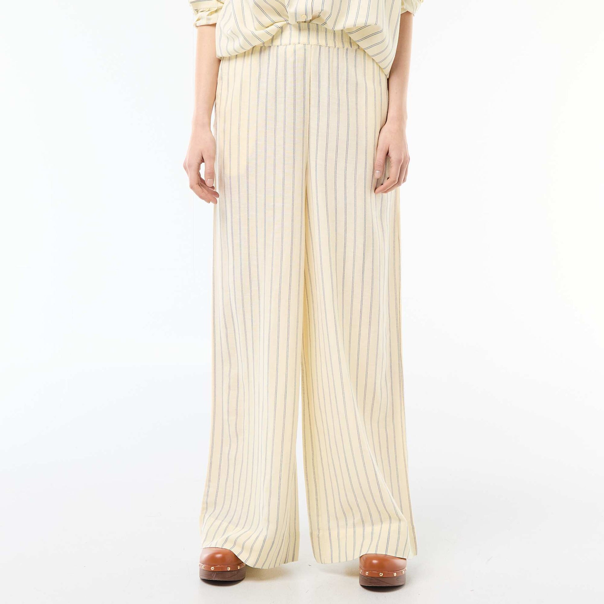 Pantalon palazzo en lin mélangé JAUNE