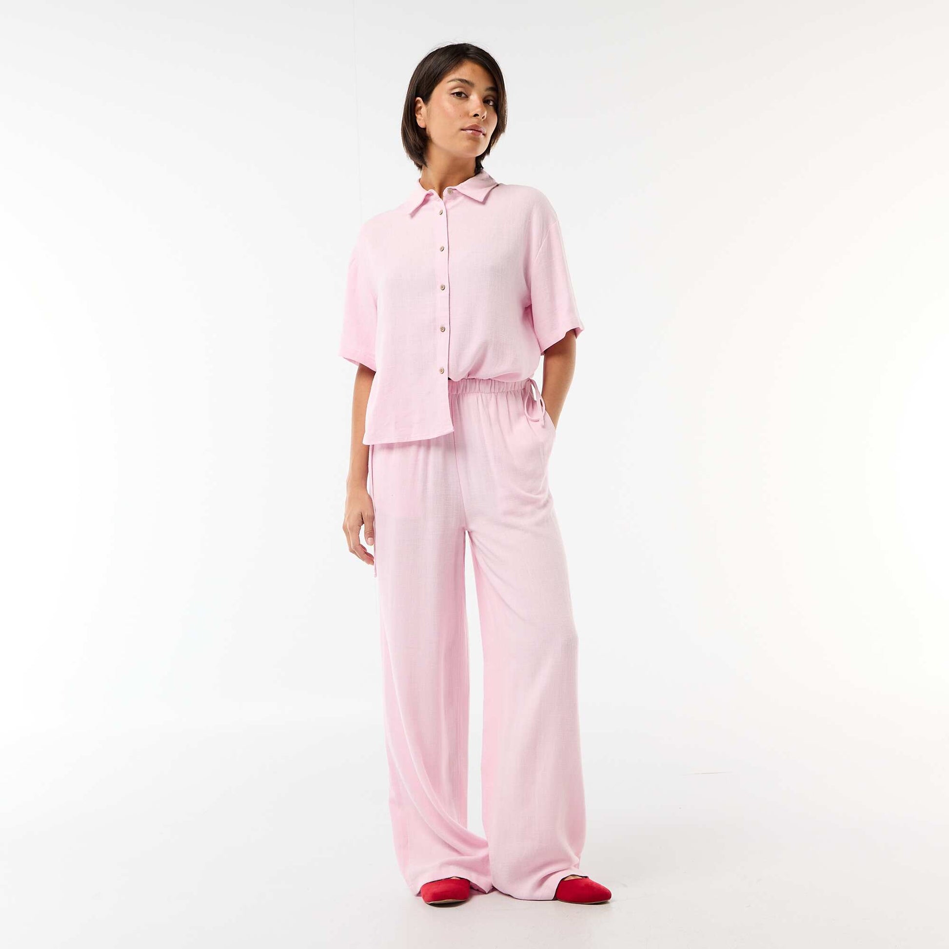 Pantalon large en lin mélangé ROSE