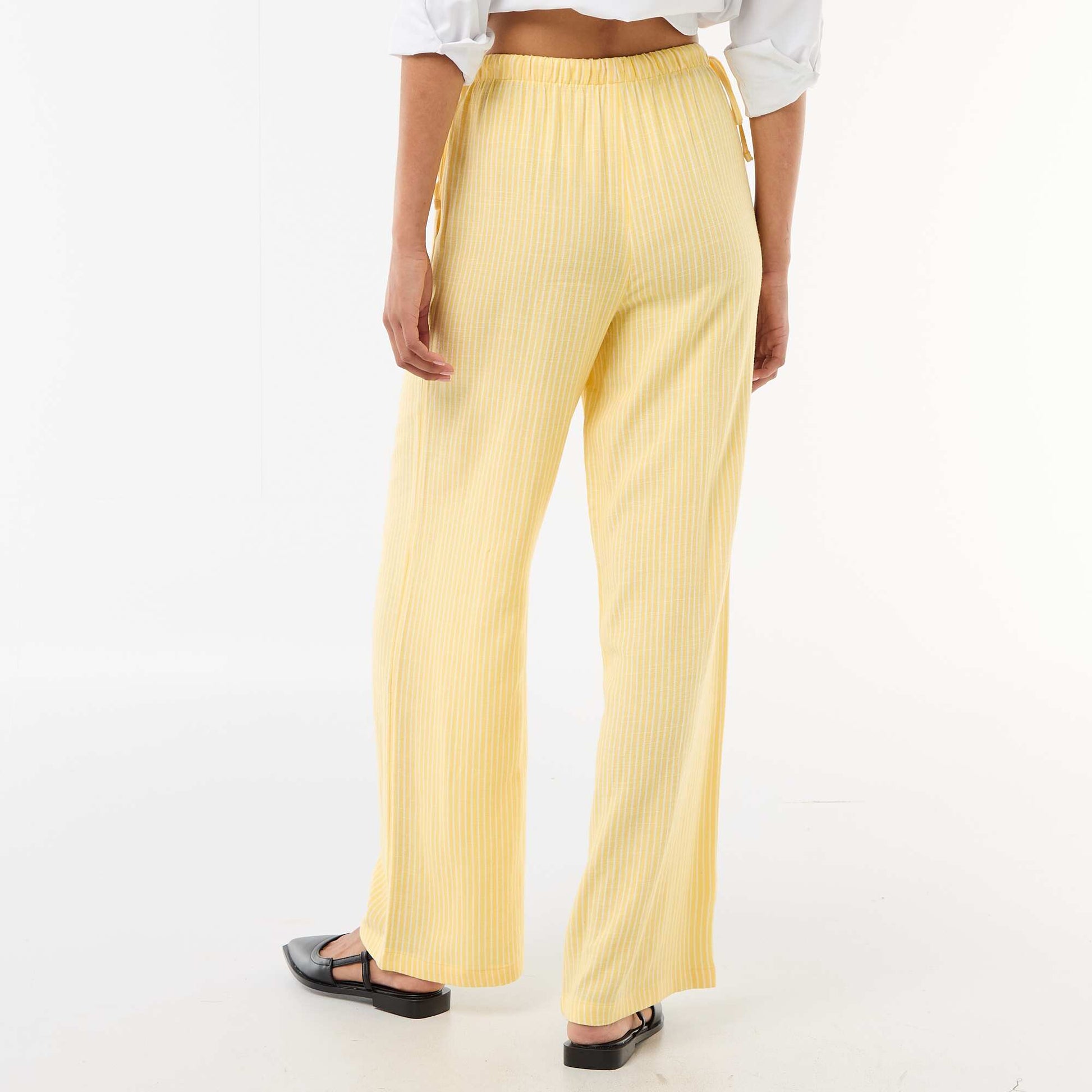 Pantalon large en lin mélangé JAUNE