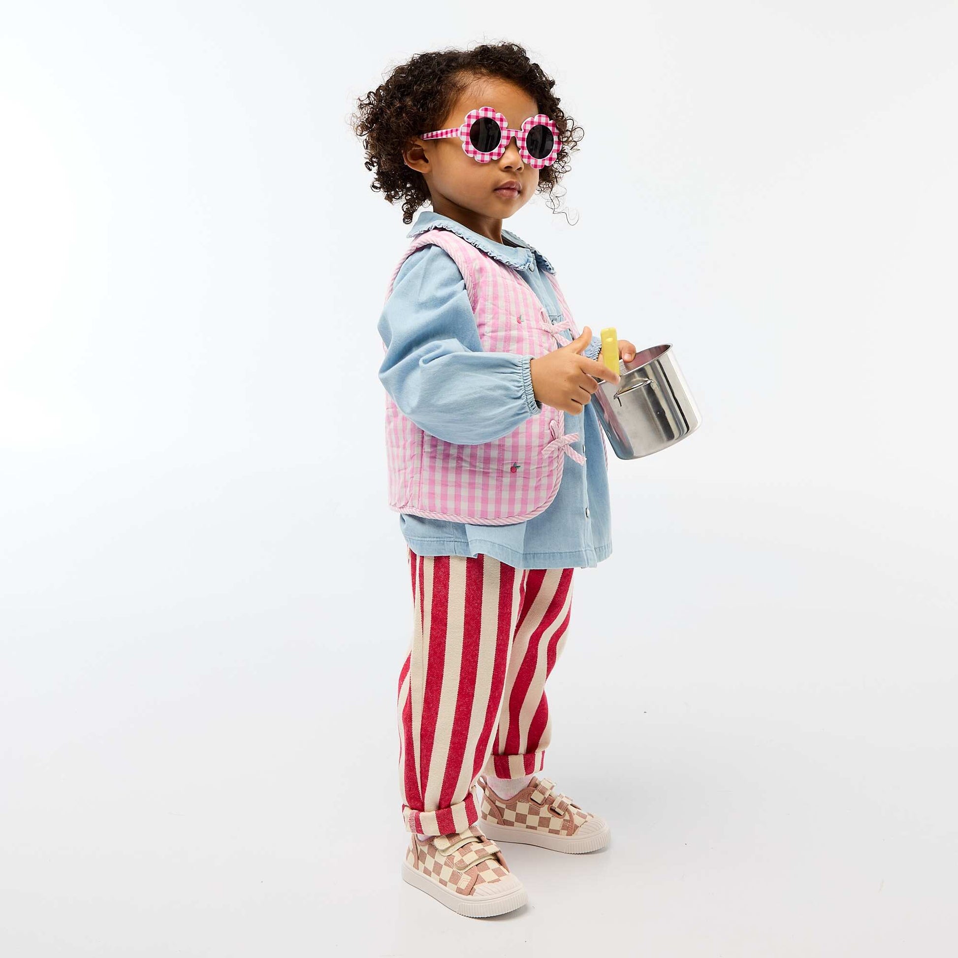 Pantalon en twill paperbag ROUGE
