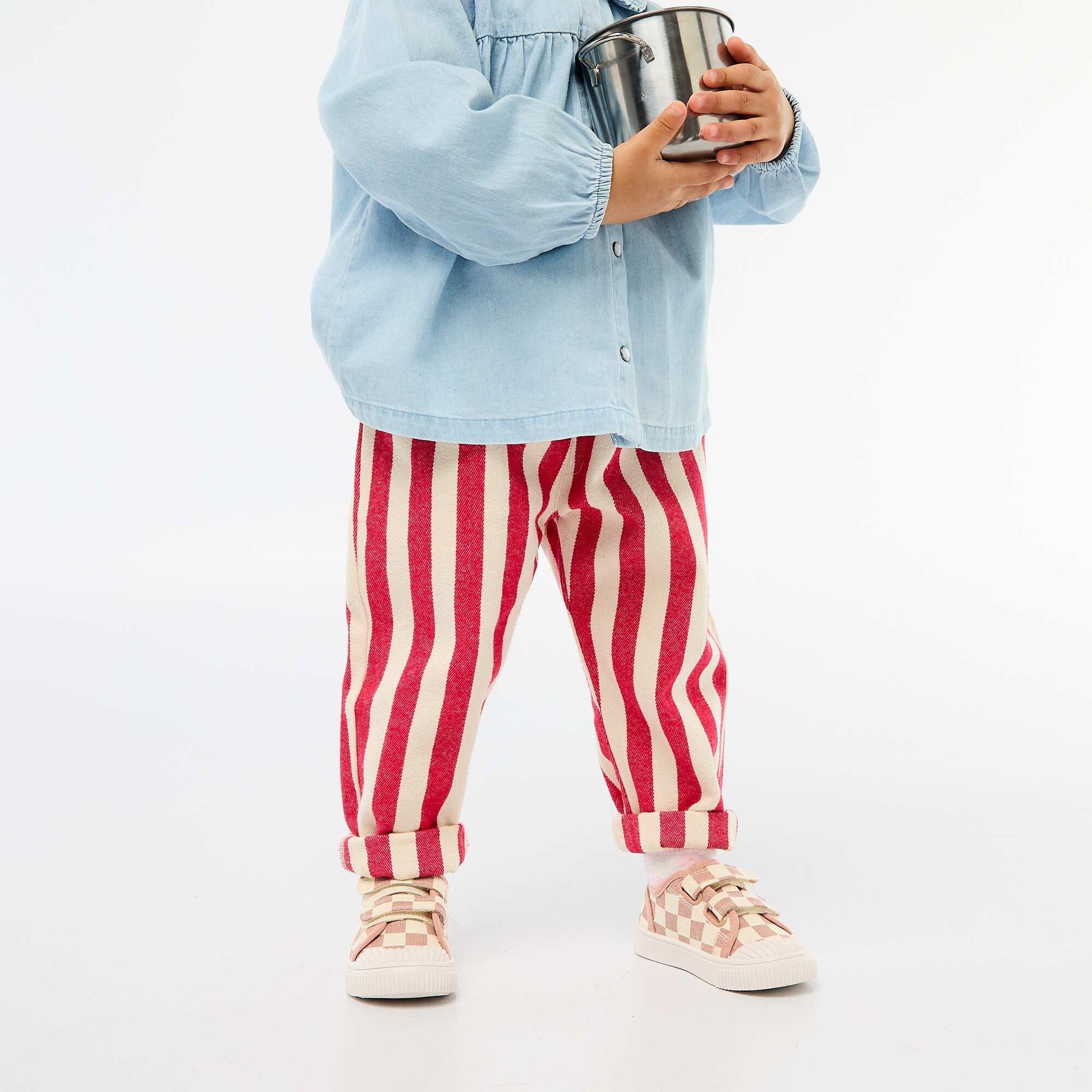 Pantalon en twill paperbag ROUGE
