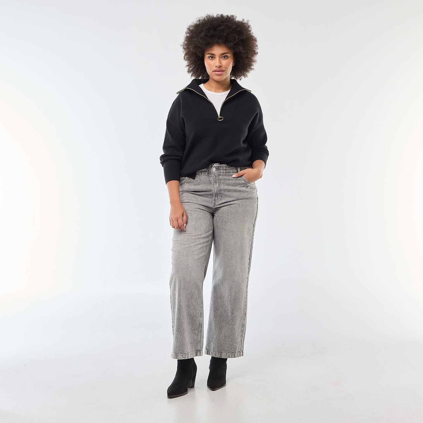 Pull col camionneur zippé NOIR