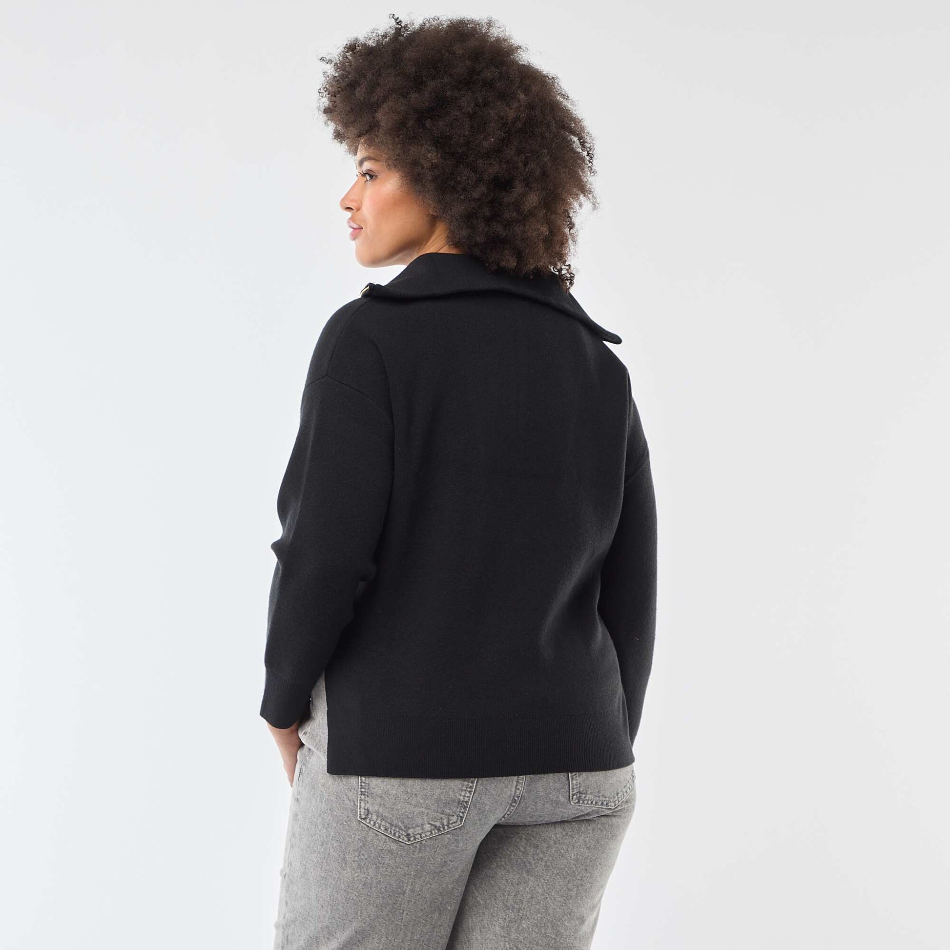 Pull col camionneur zippé NOIR