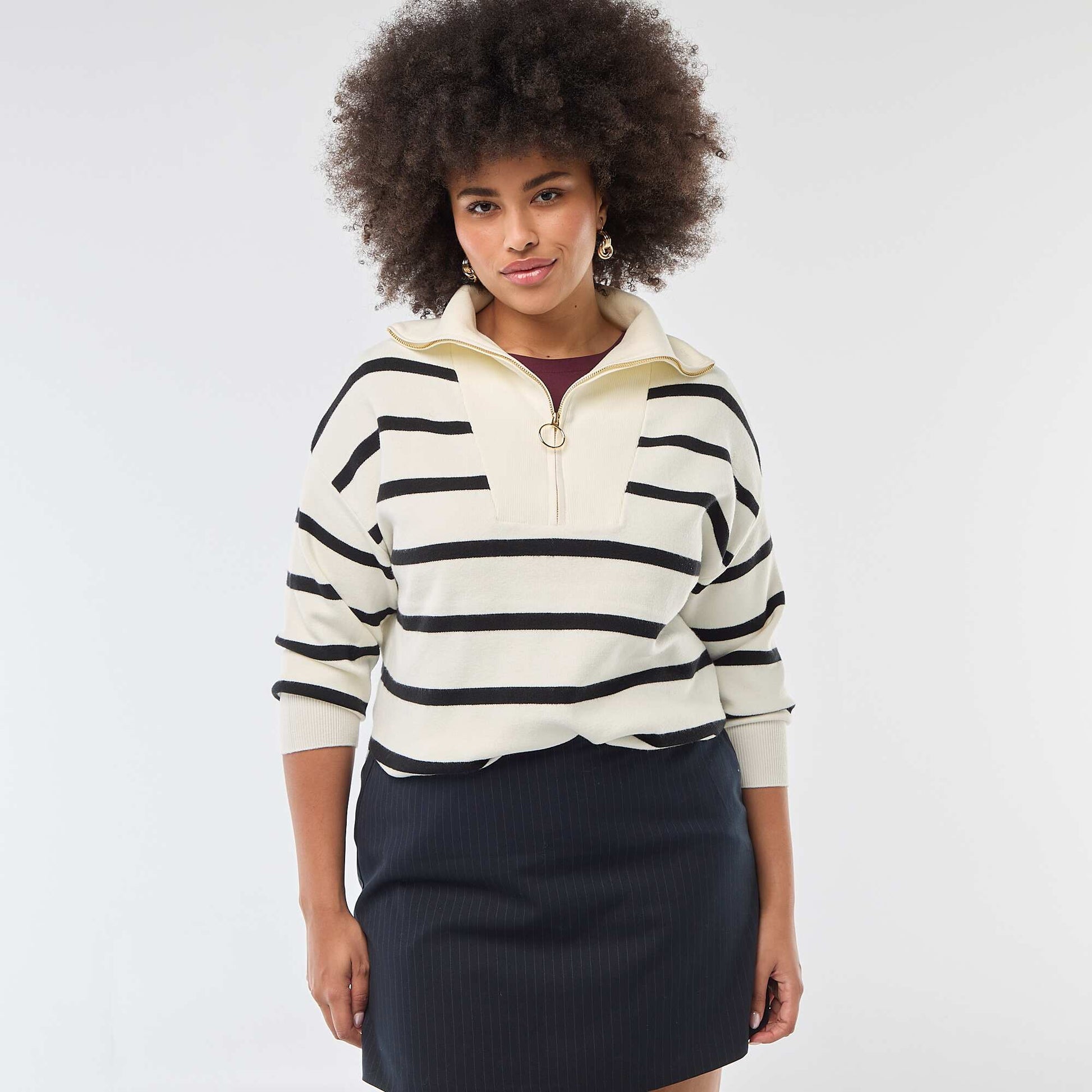Pull col camionneur zippé BEIGE